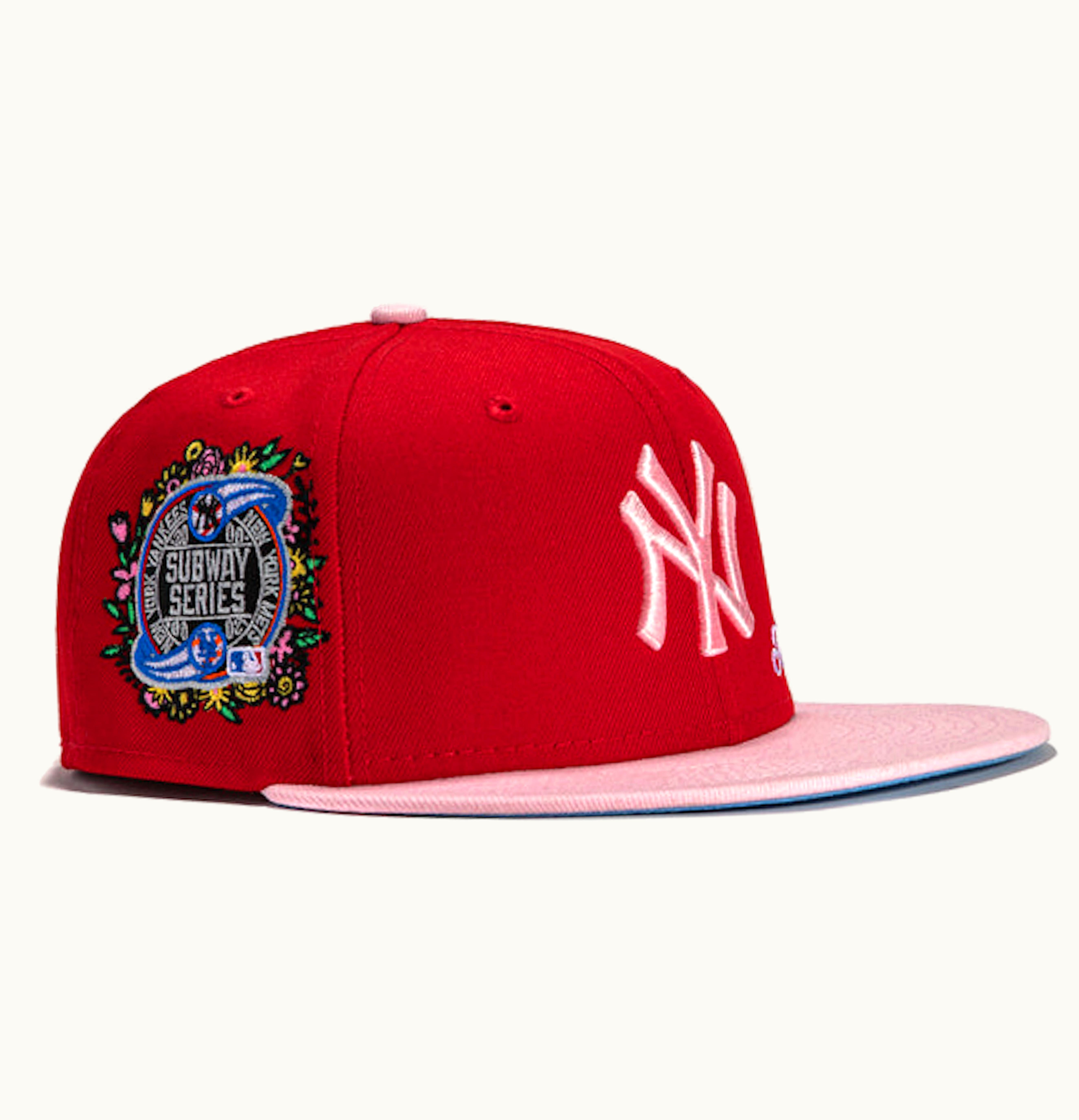 New Era New Era x Hat Club Exclusive Jae Tips Forever New York Yankees 2000 Subway Series Patch 59Fifty Fitted Hat Red Pink