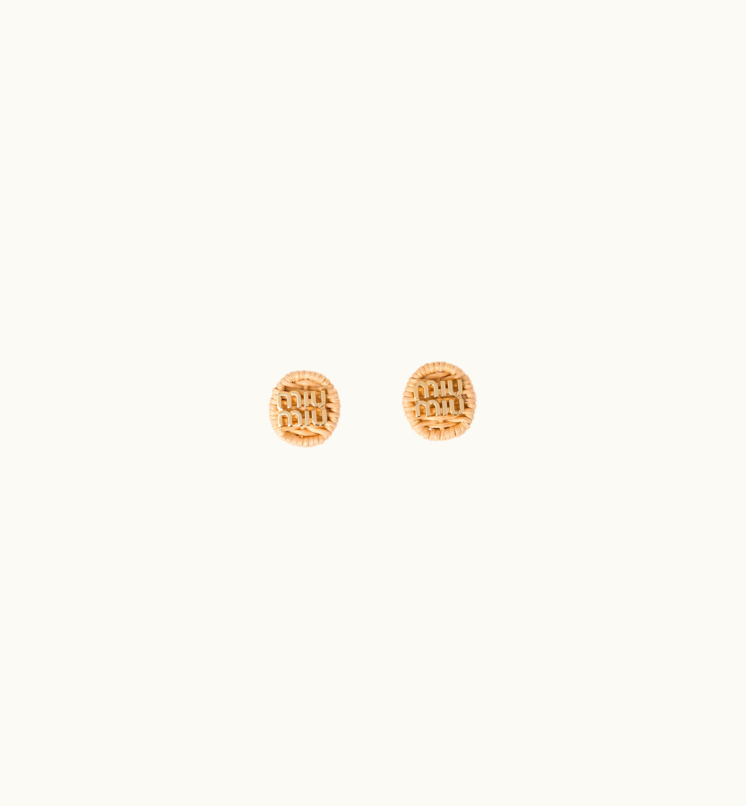 Miu Miu Miu Miu Woven Fabric Earrings Natural