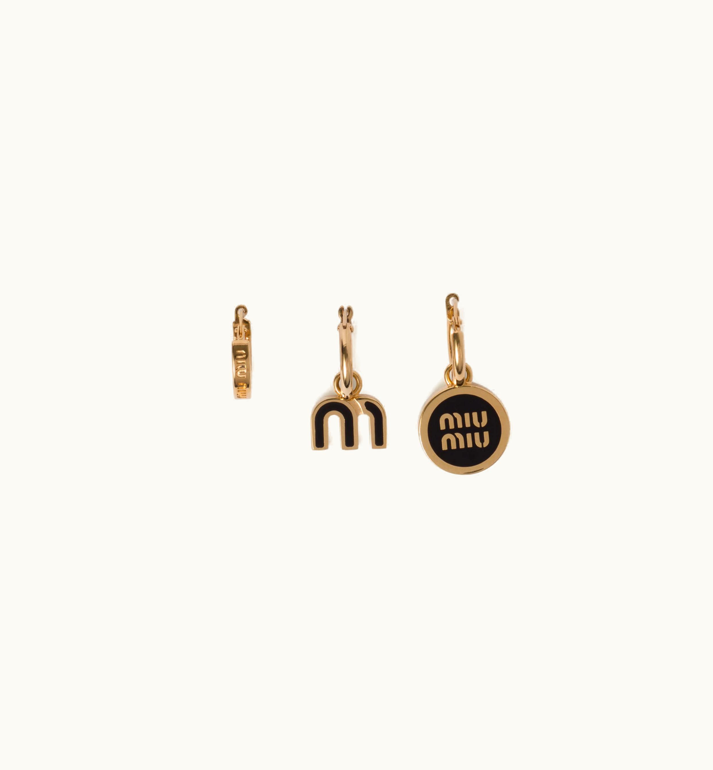 Miu Miu Miu Miu Set Of Enameled Metal Earrings Black