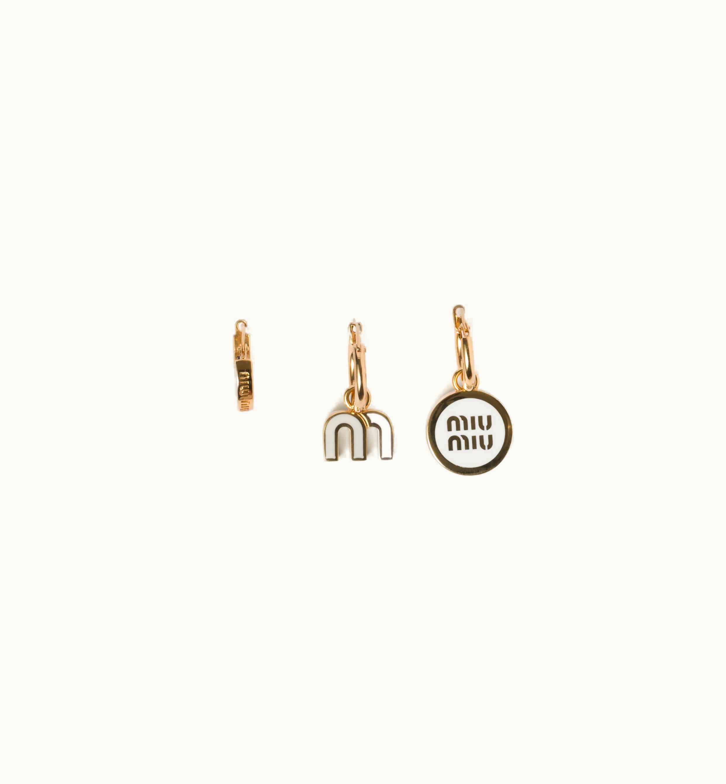 Miu Miu Miu Miu Set Of Enameled Metal Earrings White