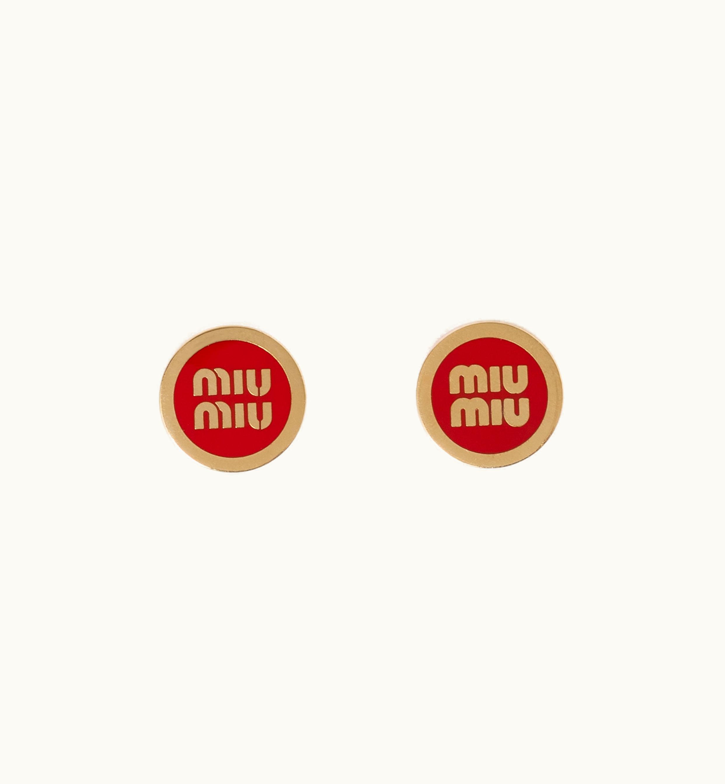 Miu Miu Miu Miu Signature Logo Metal Earrings Red