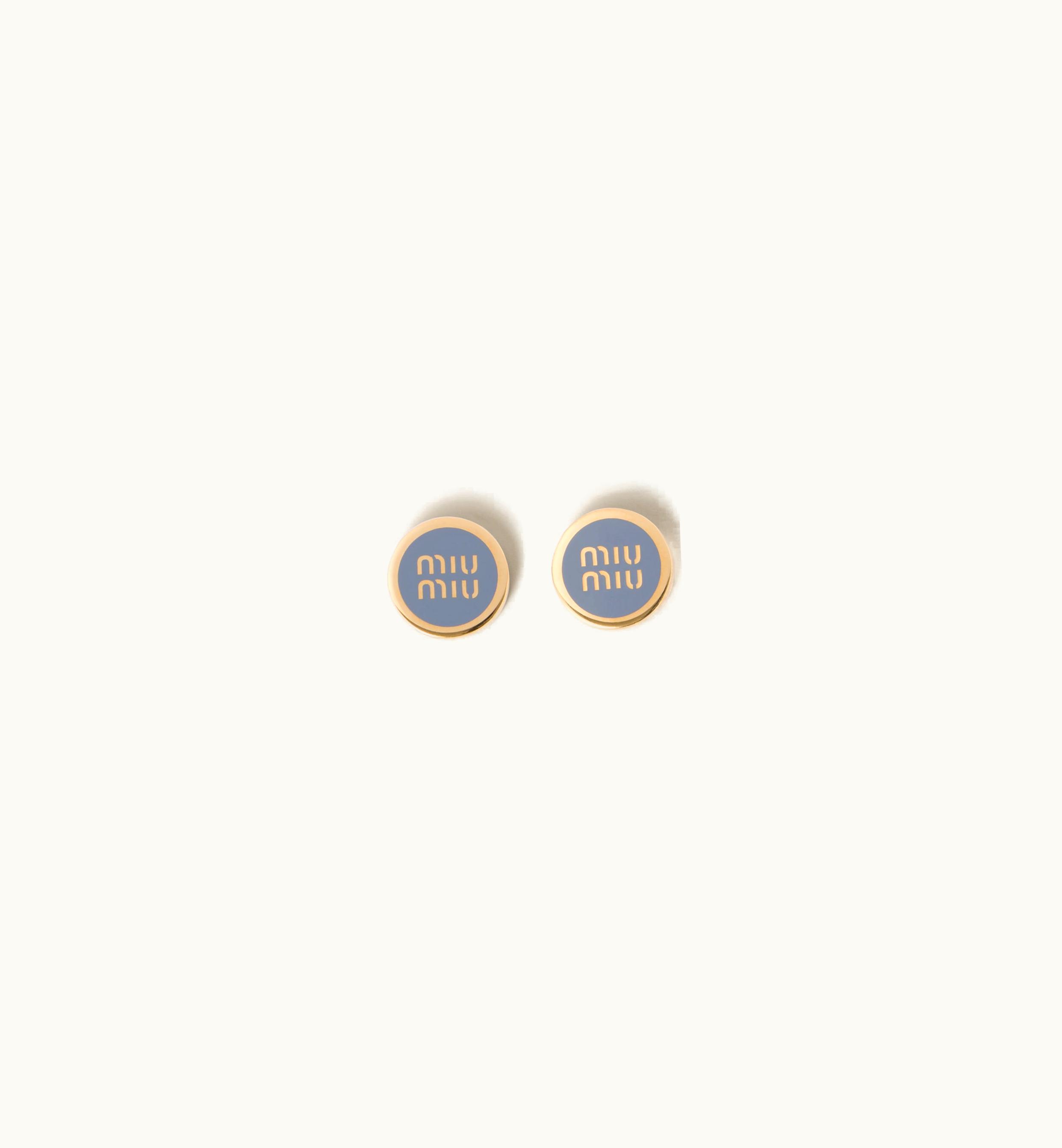Miu Miu Miu Miu Enameled Metal Earrings Astral Blue