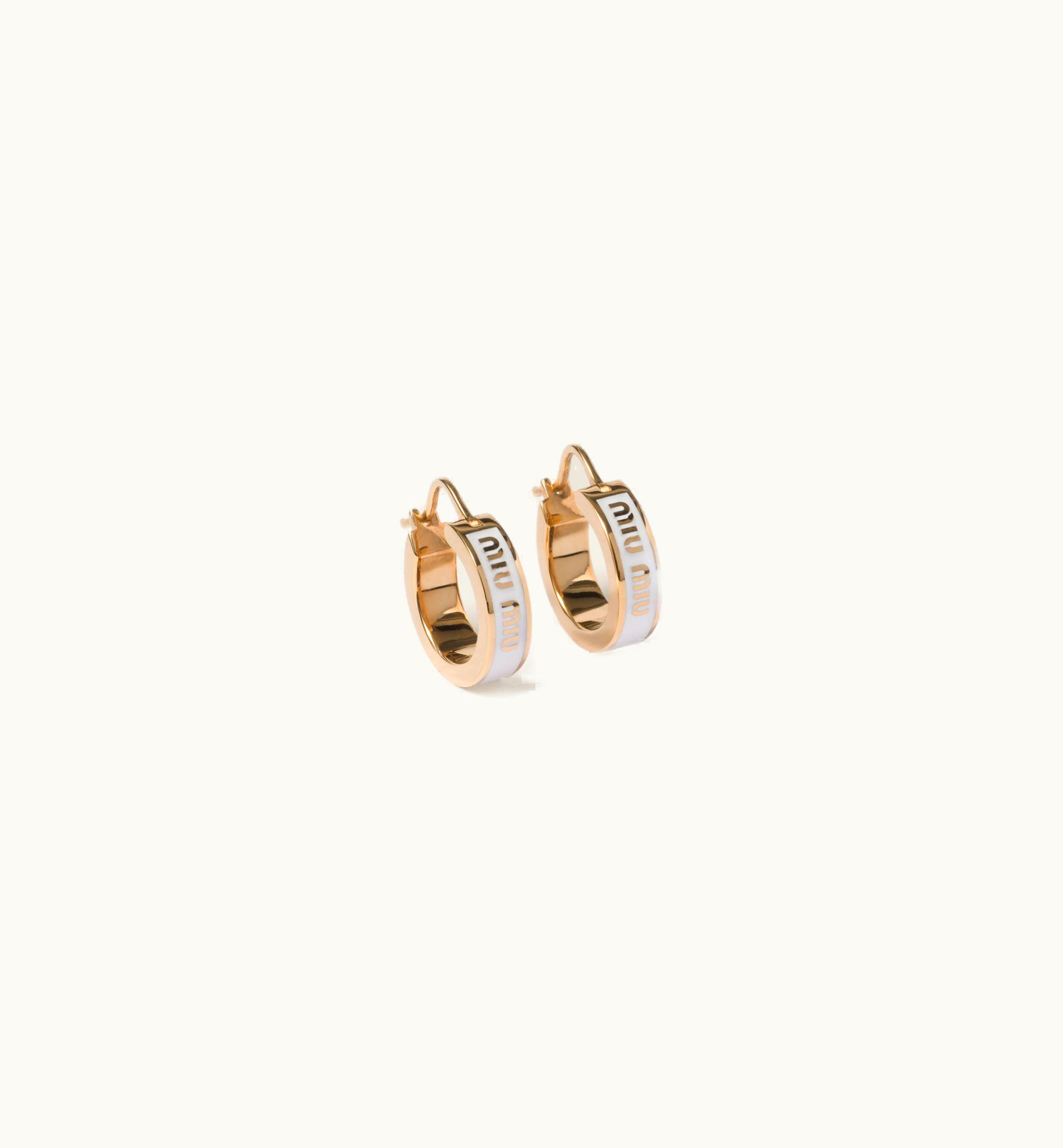 Miu Miu Miu Miu Circular Logo Metal Earrings White