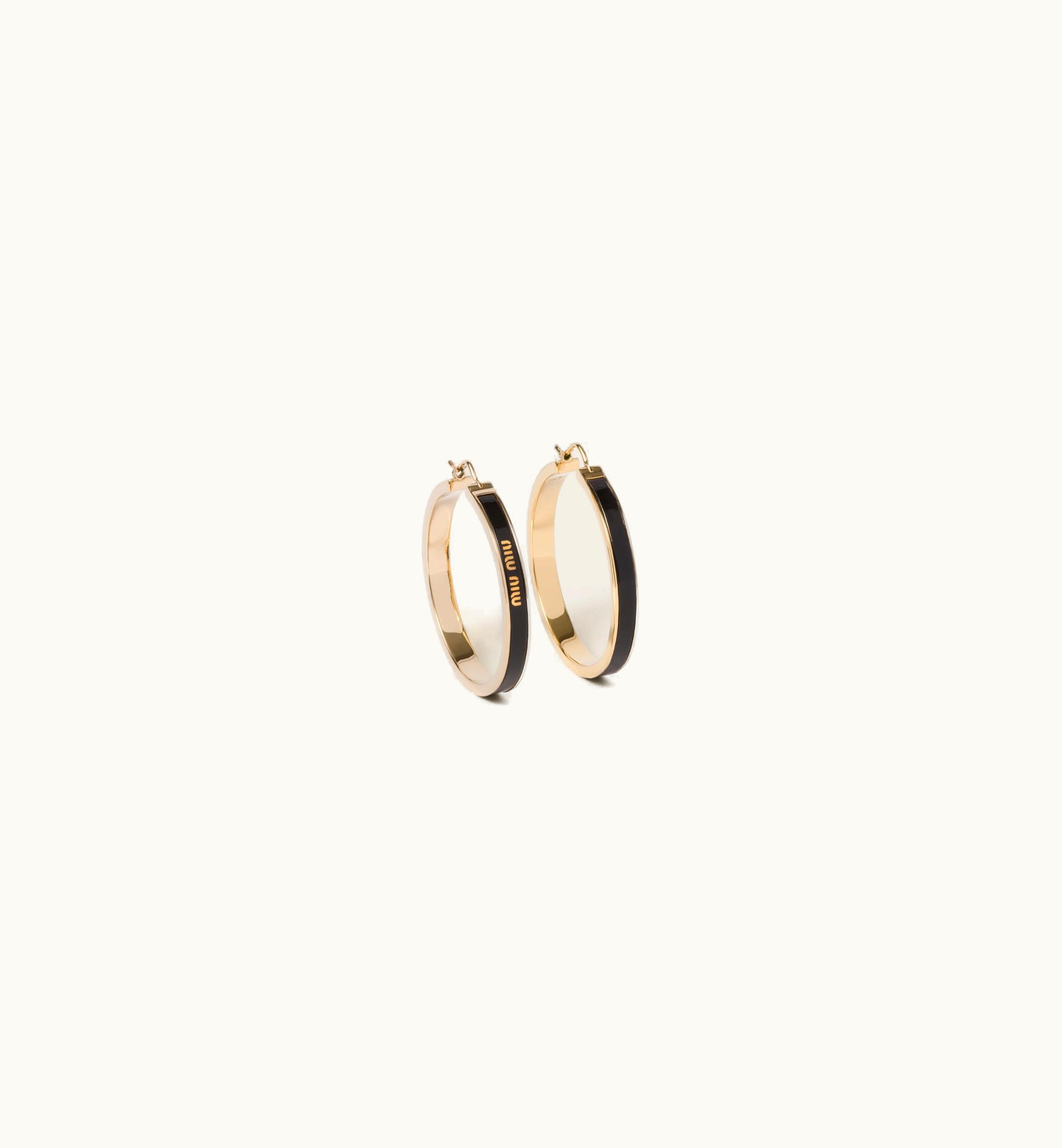 Miu Miu Miu Miu Enameled Metal Earrings Black 5JO933_2F6T_F0002