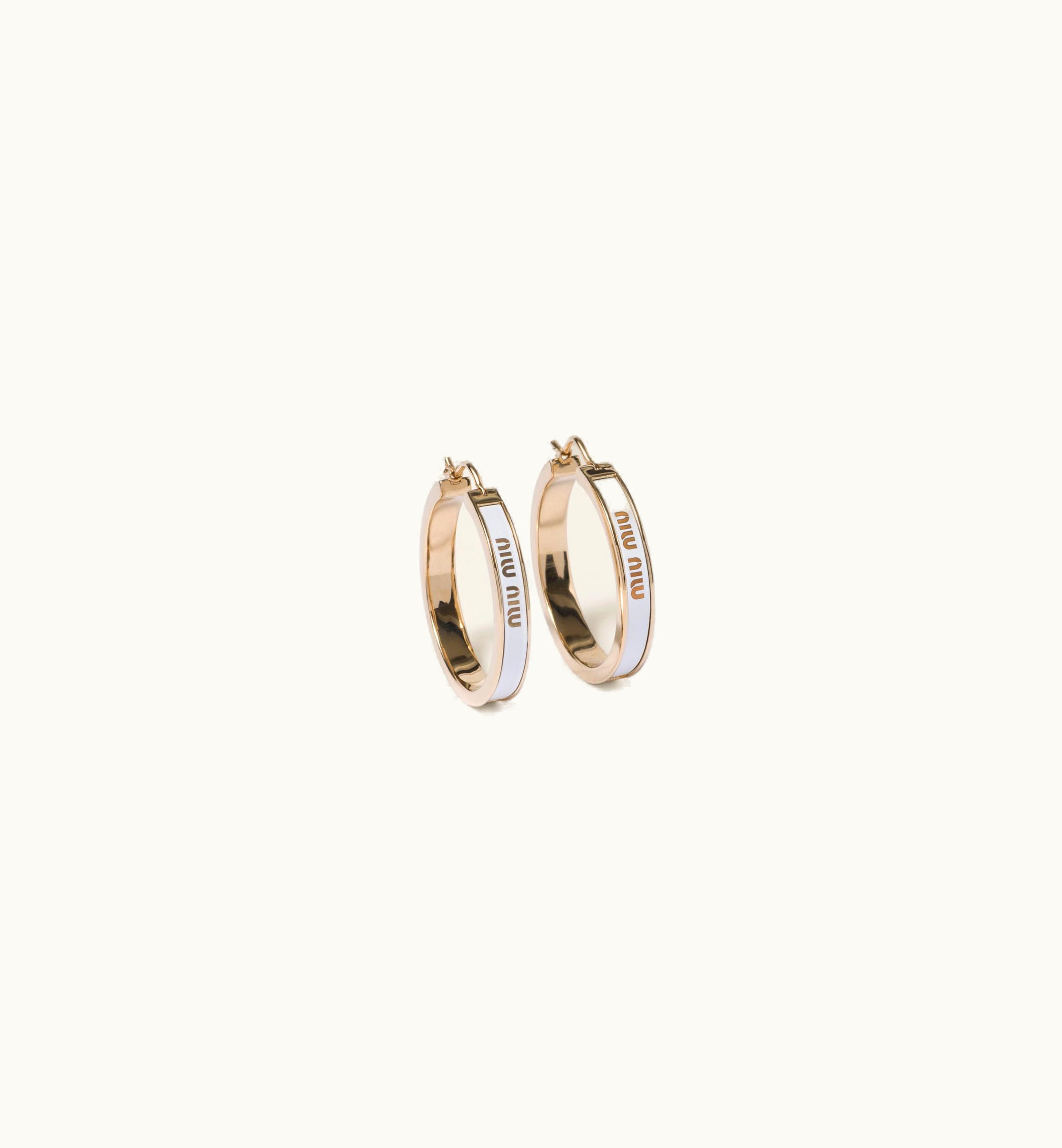 Miu Miu Miu Miu Enameled Metal Earrings White 5JO933_2F6T_F0009