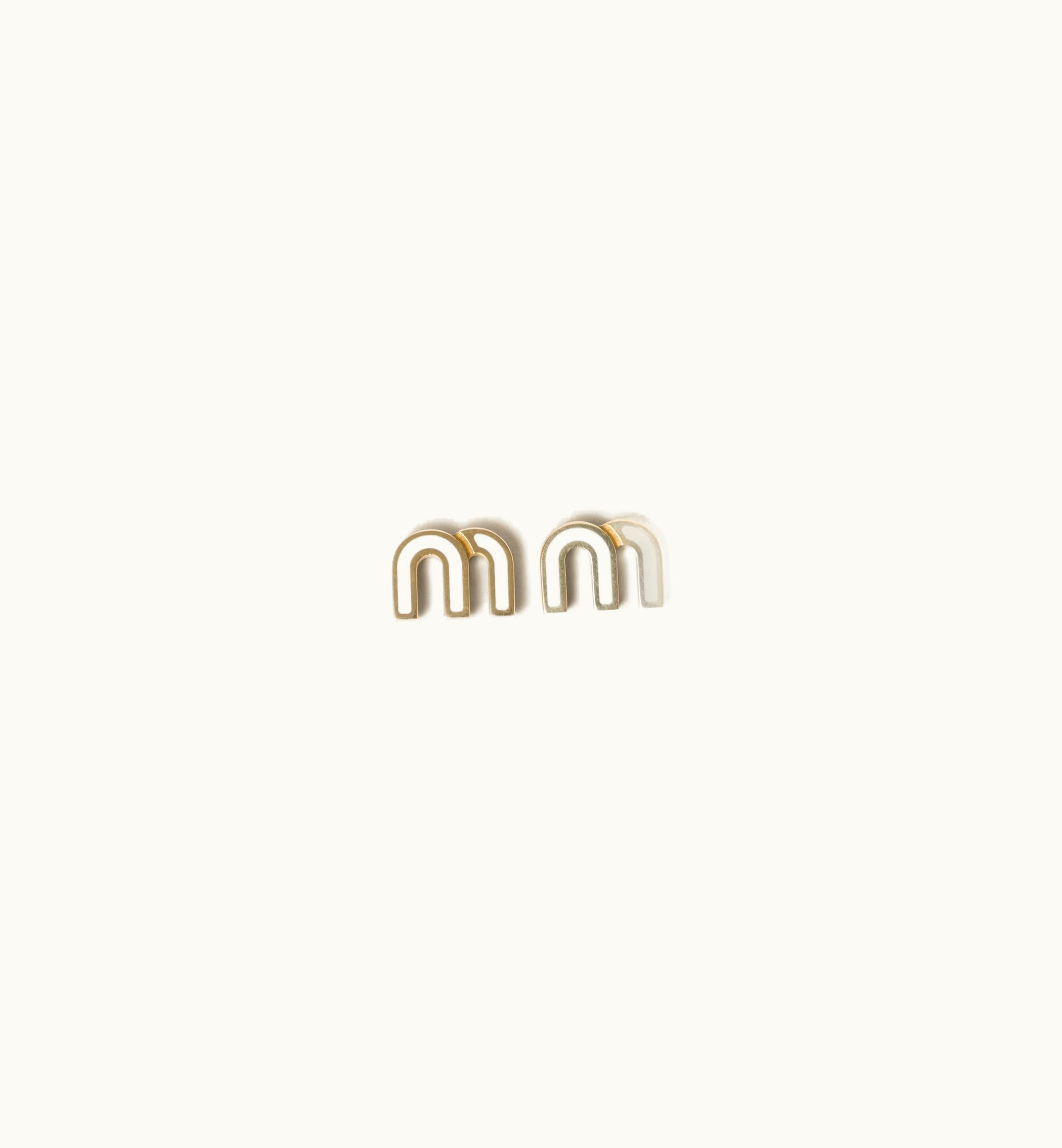 Miu Miu Miu Miu Enameled Metal Earrings White 5JO911_2F6T_F0009