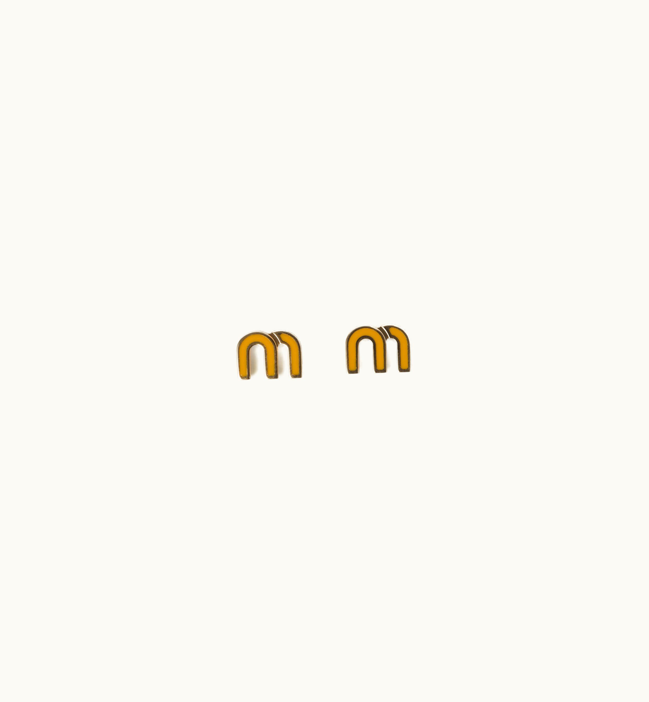 Miu Miu Miu Miu Iconic Metal Earrings Enamel Yellow