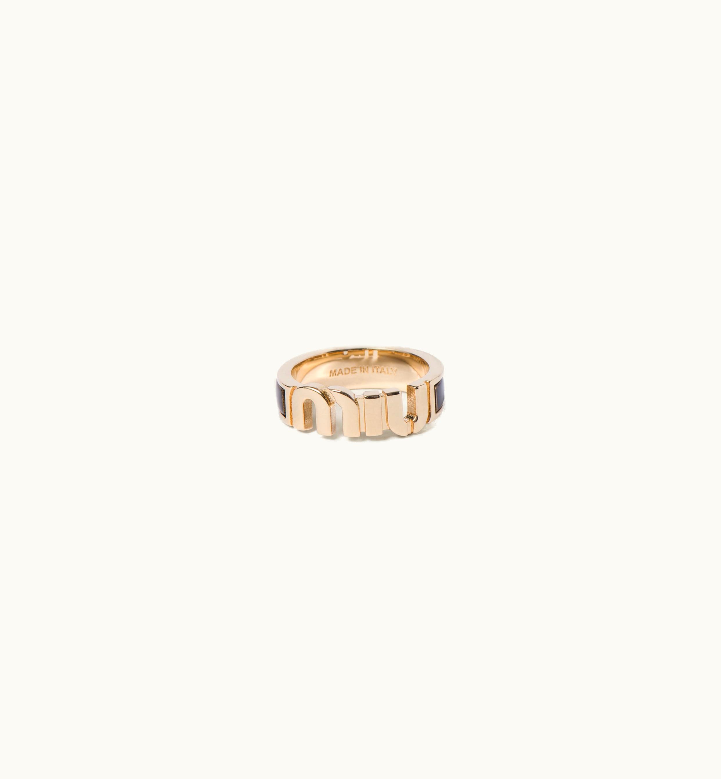 Miu Miu Miu Miu Logo Enamel Ring Black