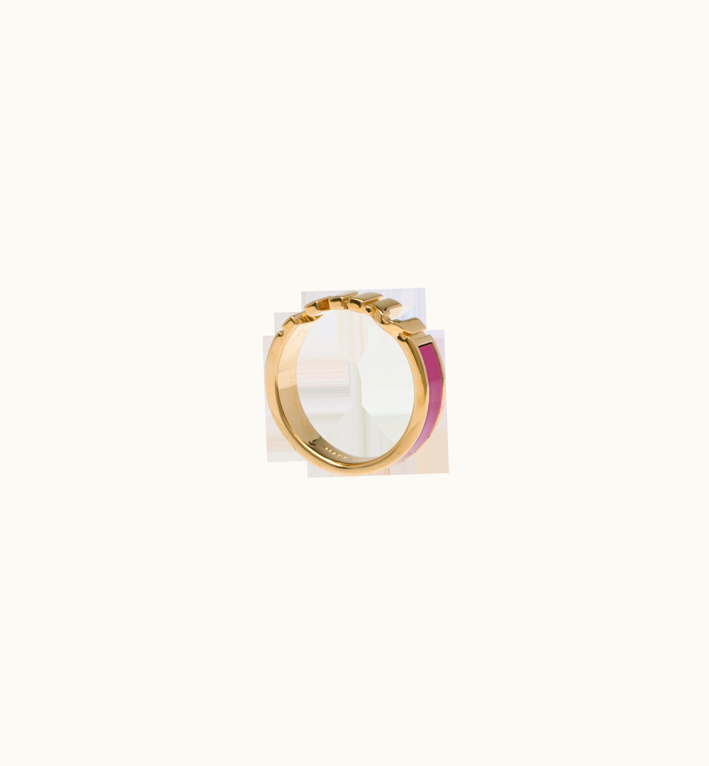 Miu Miu Enameled Metal Ring Fuchsia
