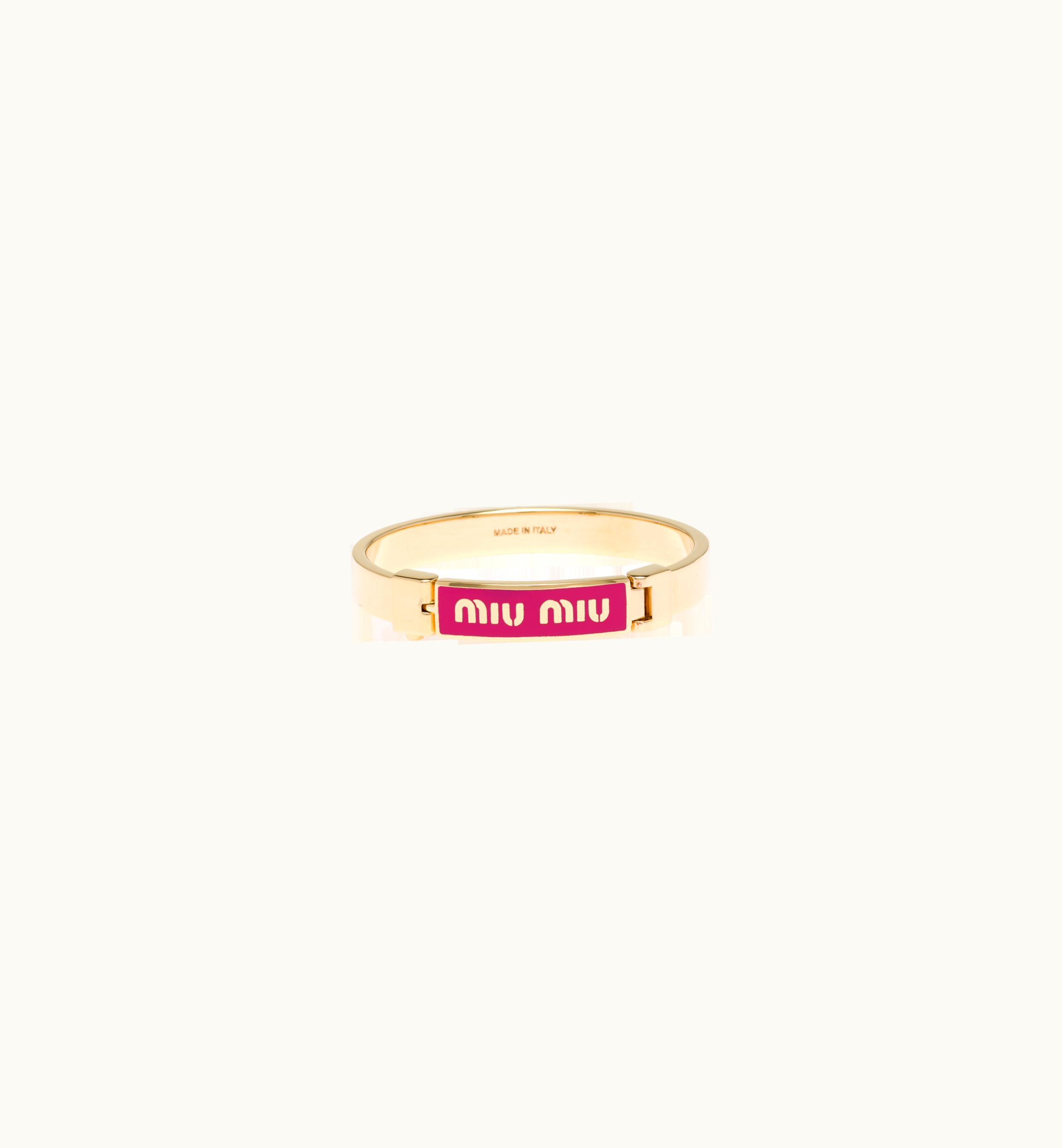 Miu Miu Enameled Metal Bracelet Fuchsia