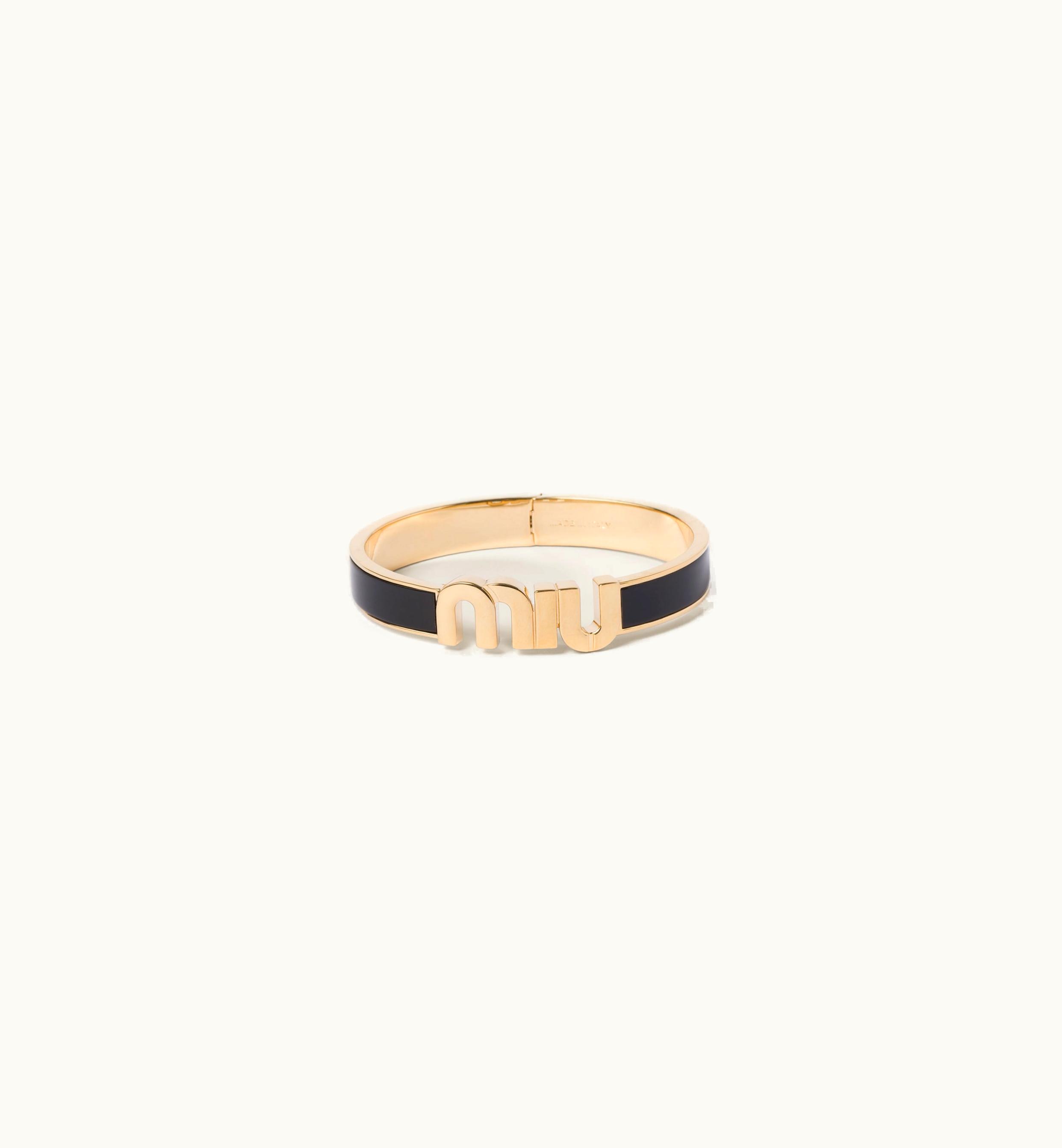 Miu Miu Miu Miu Enameled Metal Bracelet Black