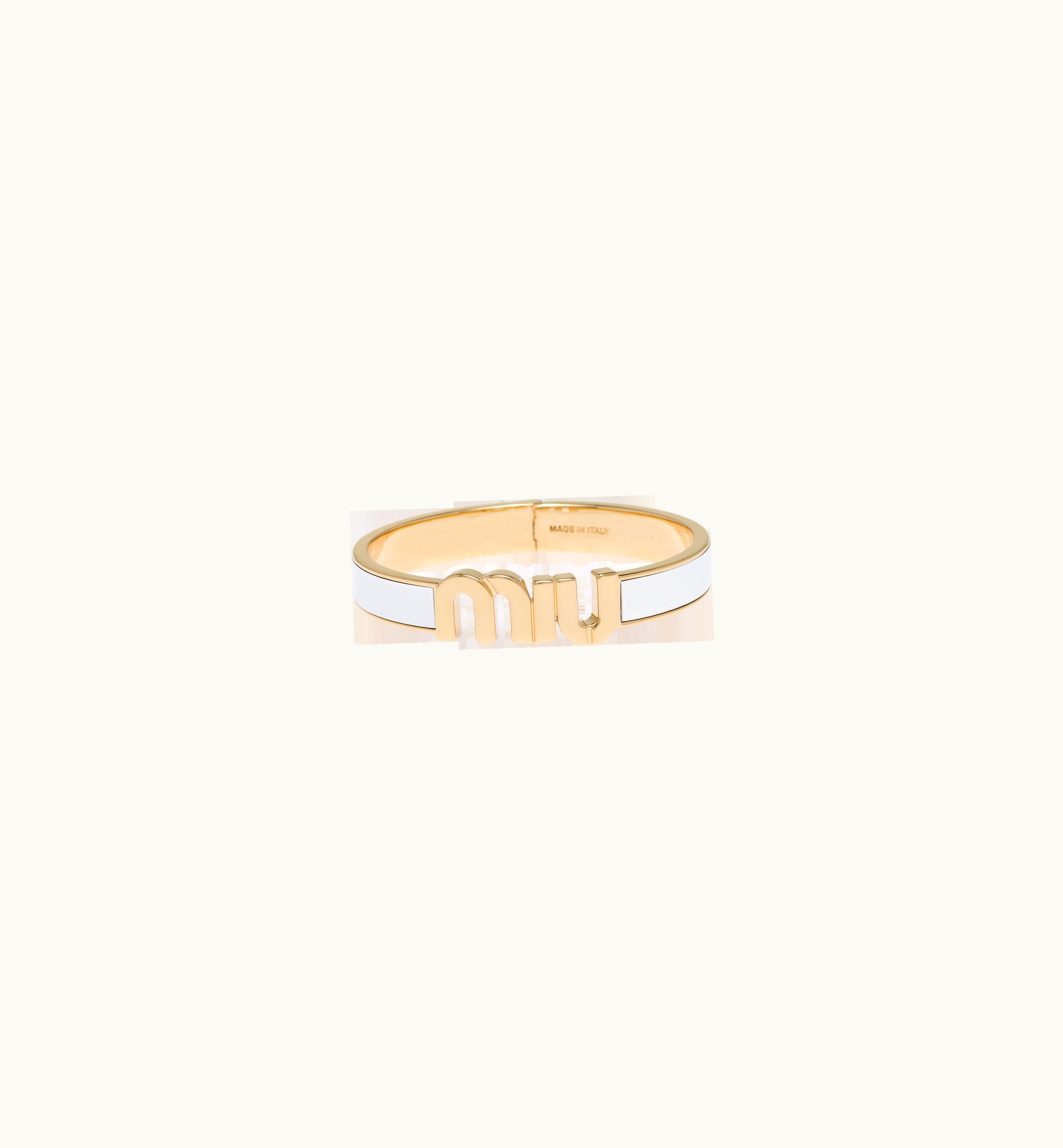 Miu Miu Miu Miu Enameled Metal Bracelet White 5JB413_2F6T_F0009