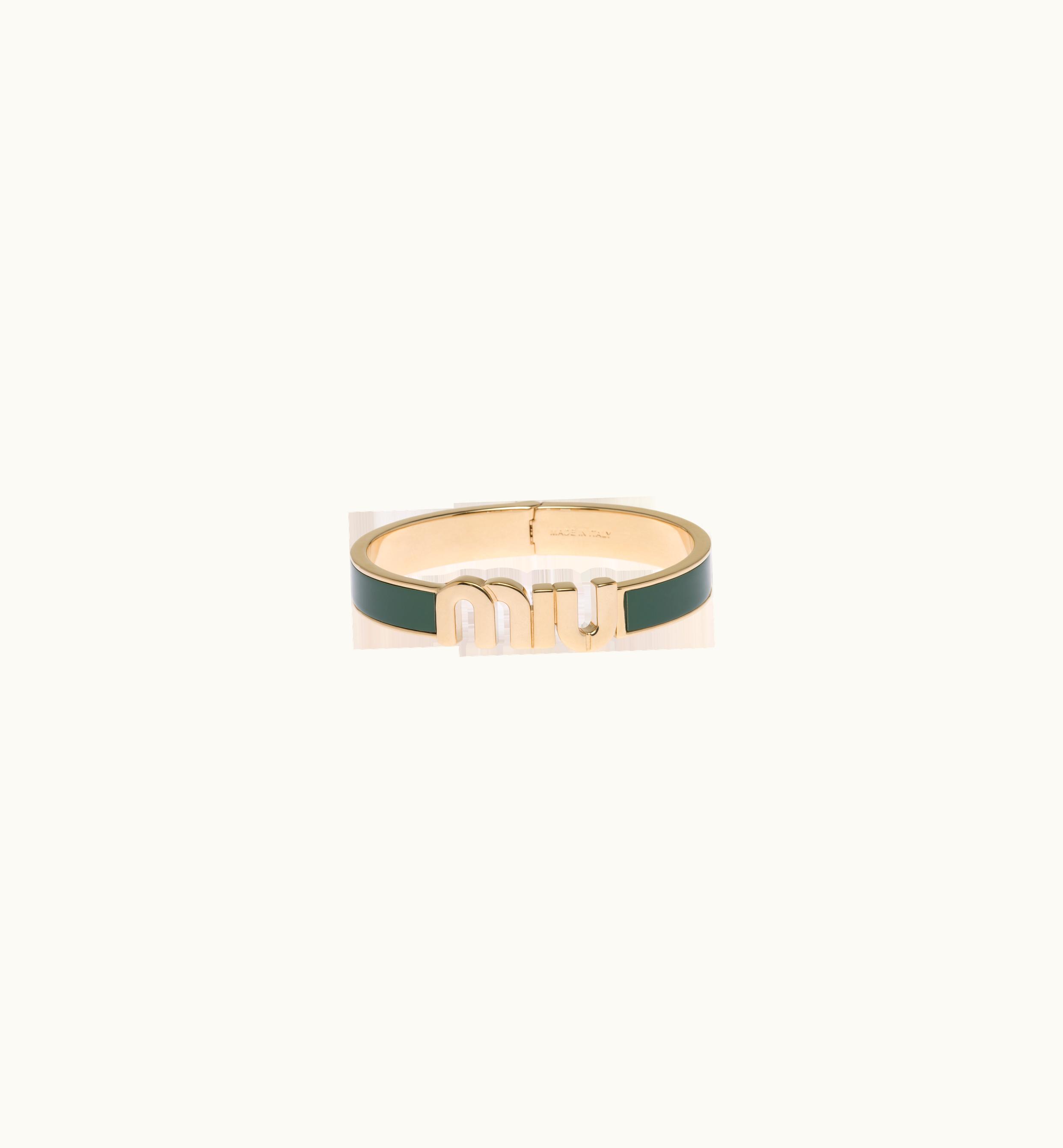 Miu Miu Miu Miu Enameled Metal Bracelet Sage Green