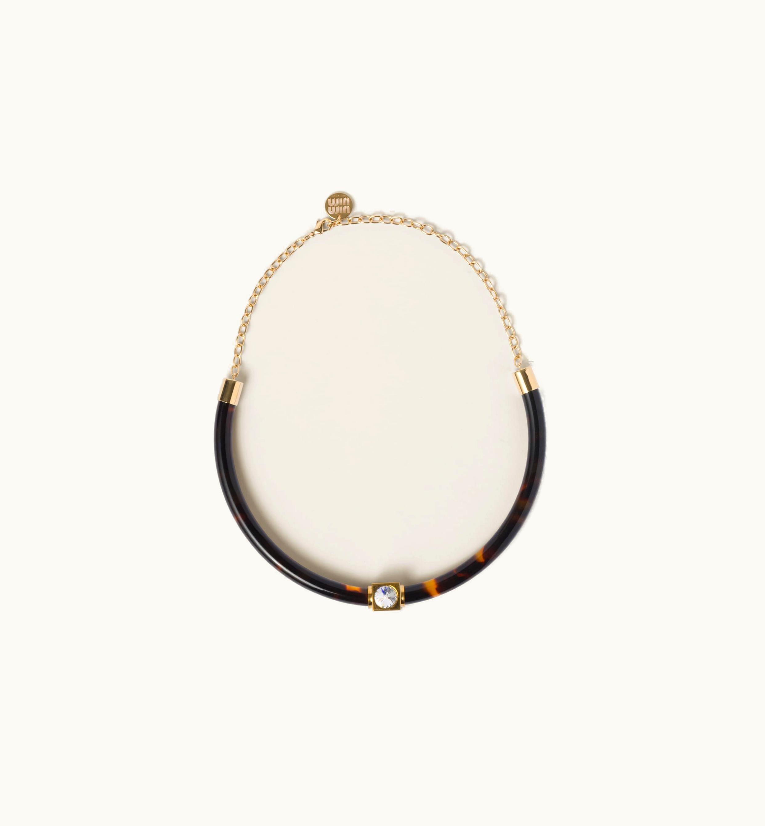 Miu Miu Miu Miu Plexiglas And Metal Choker Gold / Tortoiseshell / Crystal
