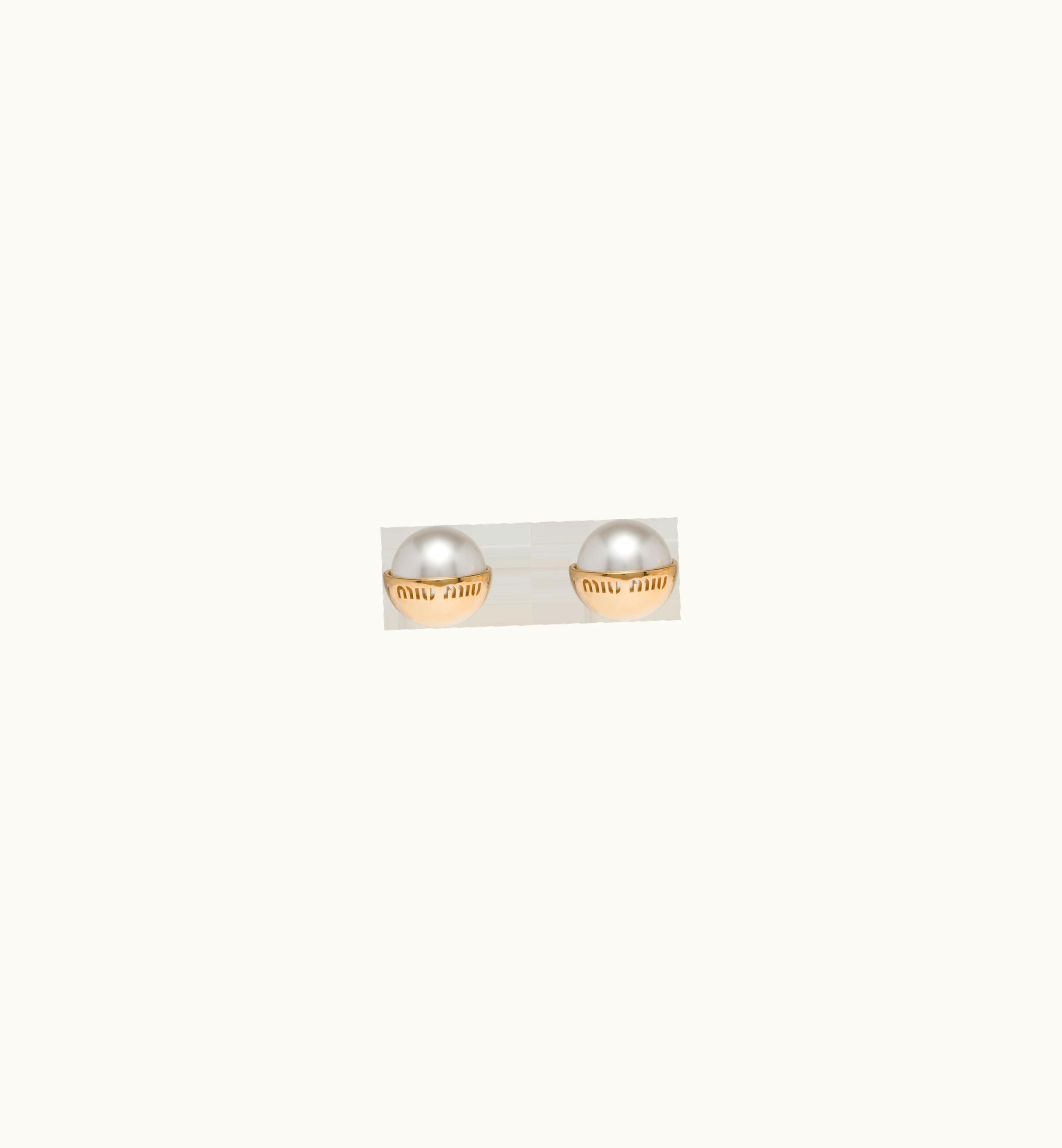 Miu Miu Miu Miu Fresh Fusion Metal And Pearl Earrings Gold / Cream