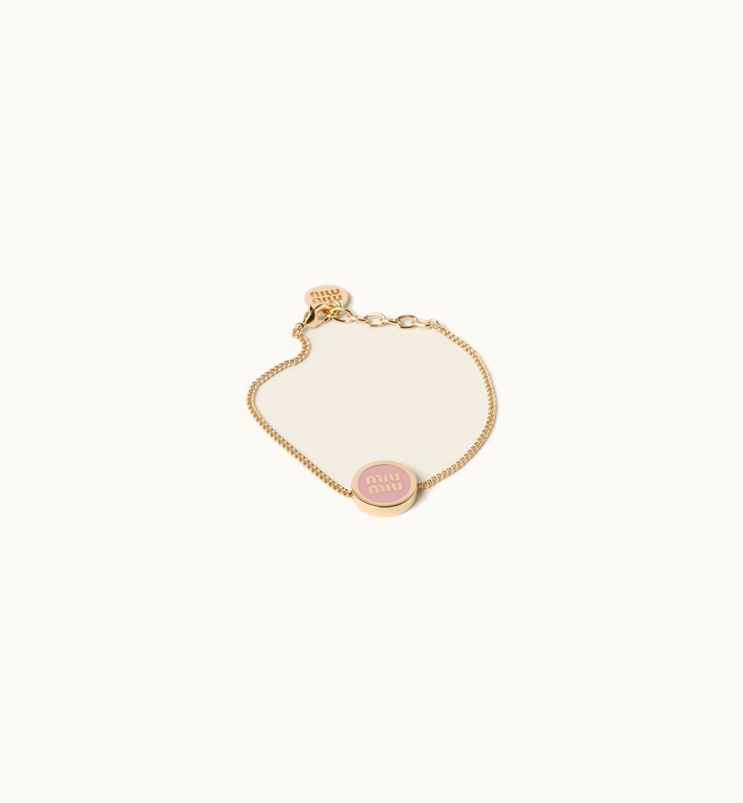 Miu Miu Miu Miu Enameled Metal Bracelet Orchid Pink