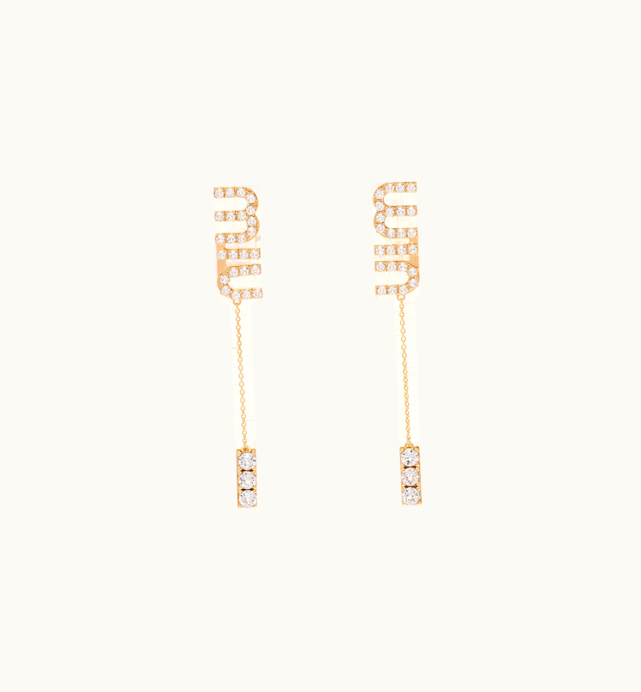 Miu Miu Pendant Earrings With Crystals Gold / Crystal