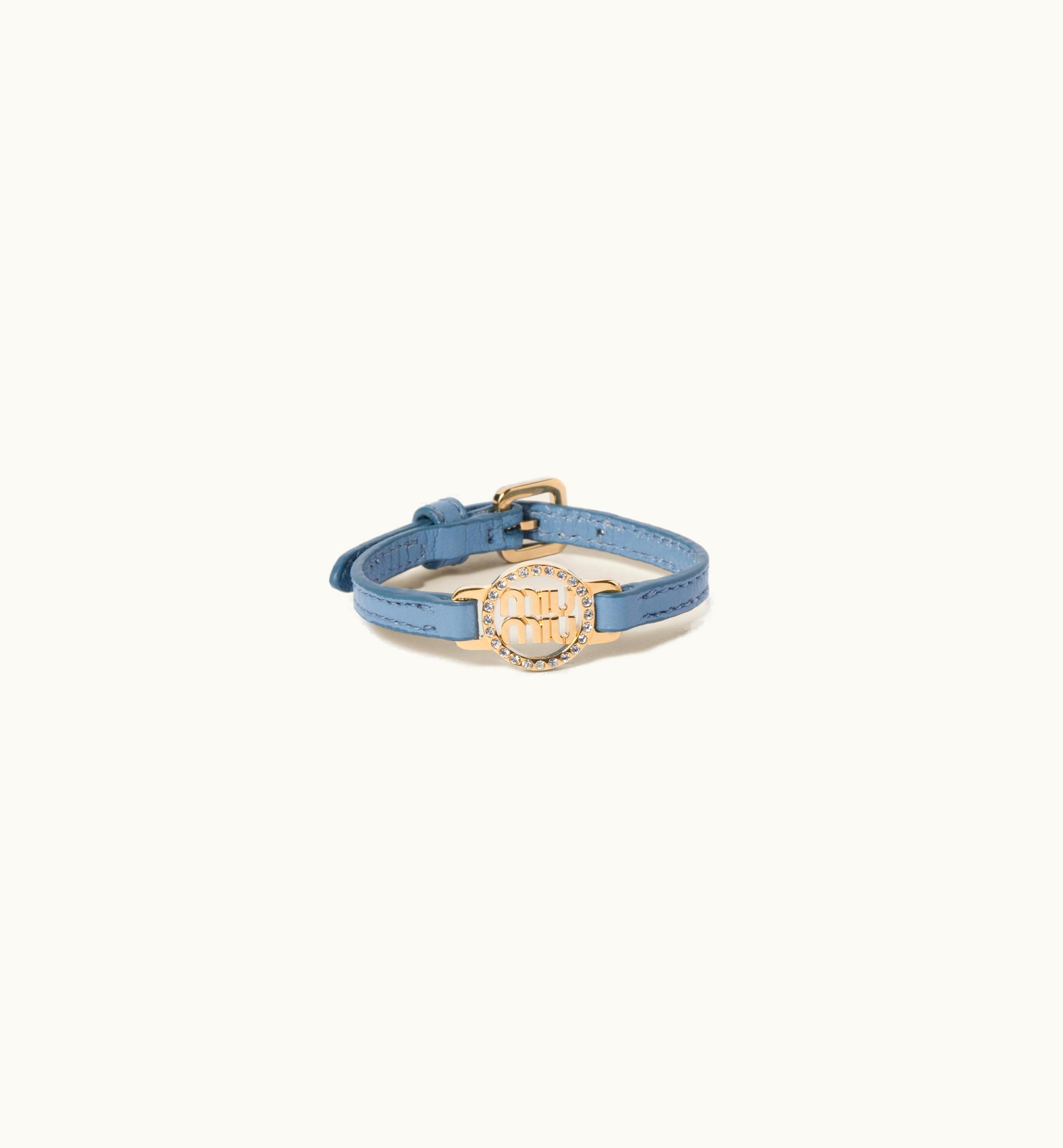 Miu Miu Miu Miu Madras Leather Bracelet Astral Blue