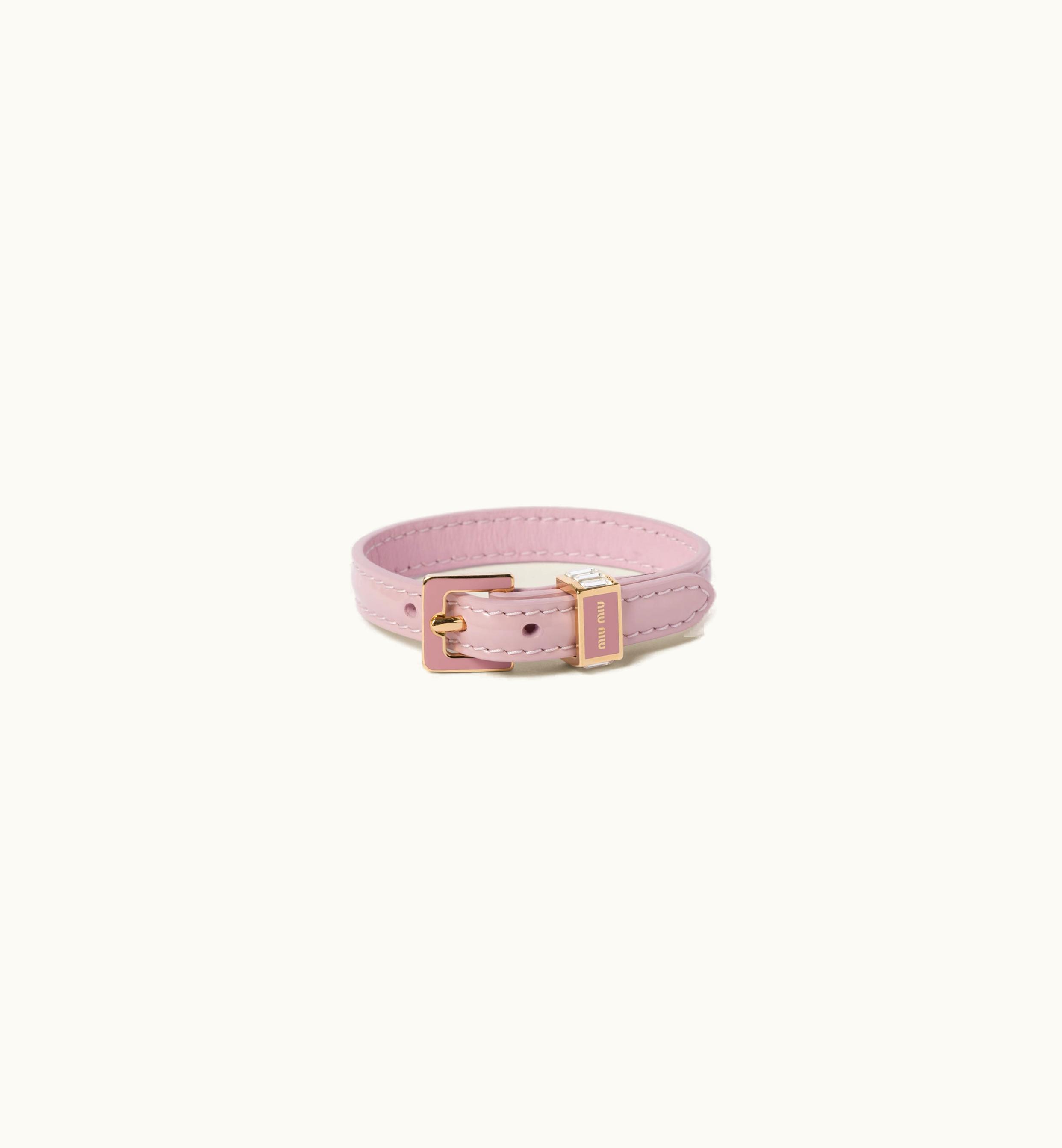 Miu Miu Miu Miu Leather Bracelet Alabaster Pink