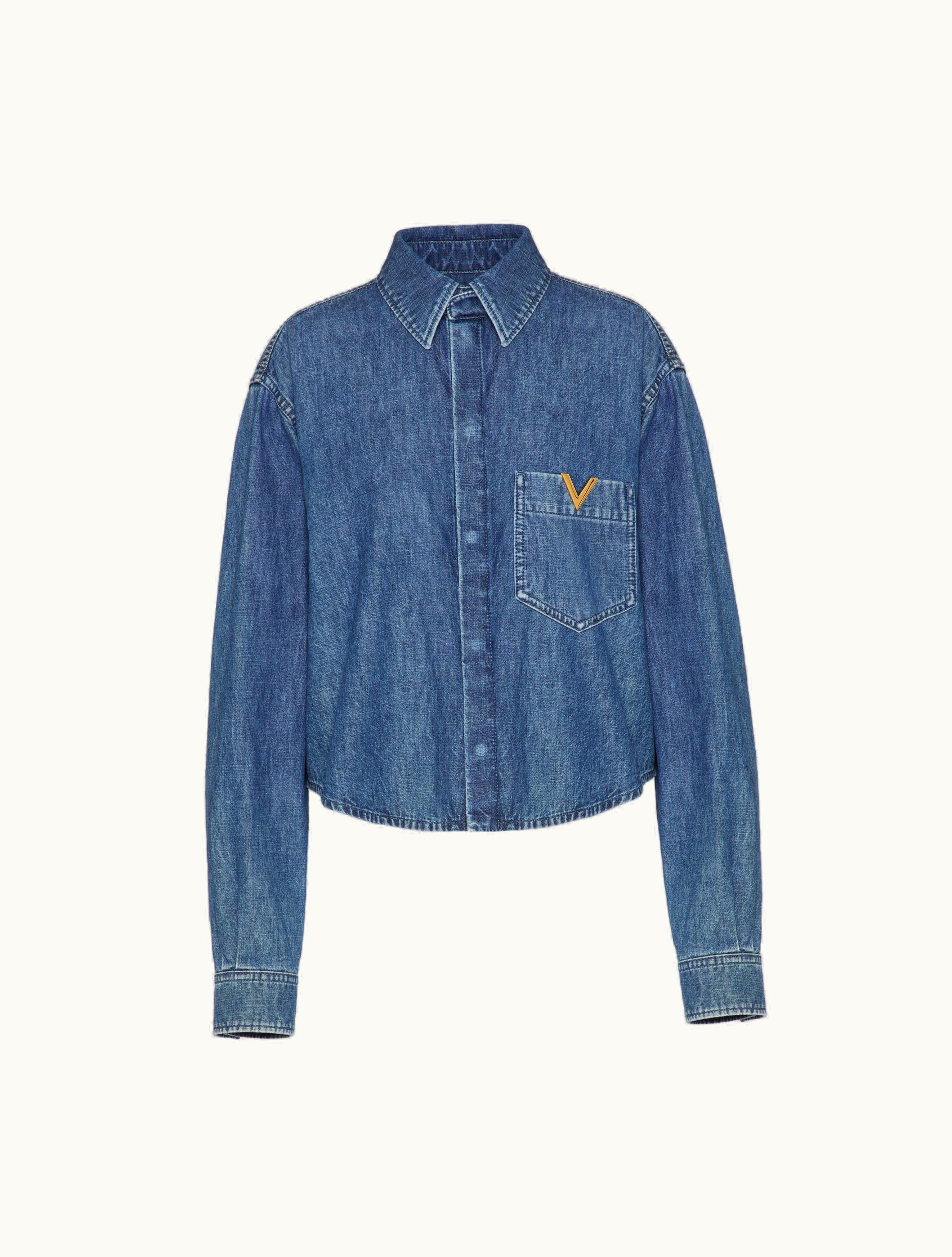 Valentino Valentino Chambray Denim Shirt For Woman In Denim