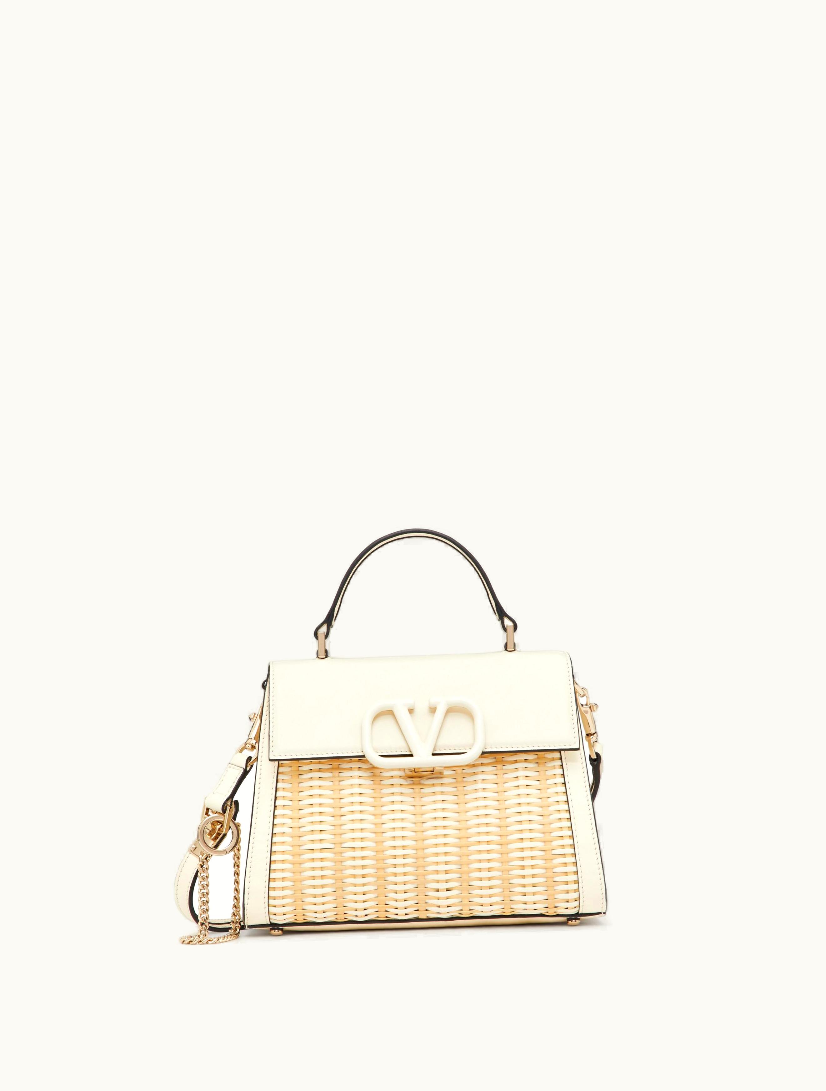 Valentino Valentino Small Vsling Wicker Handbag For Woman In Natural / Ivory