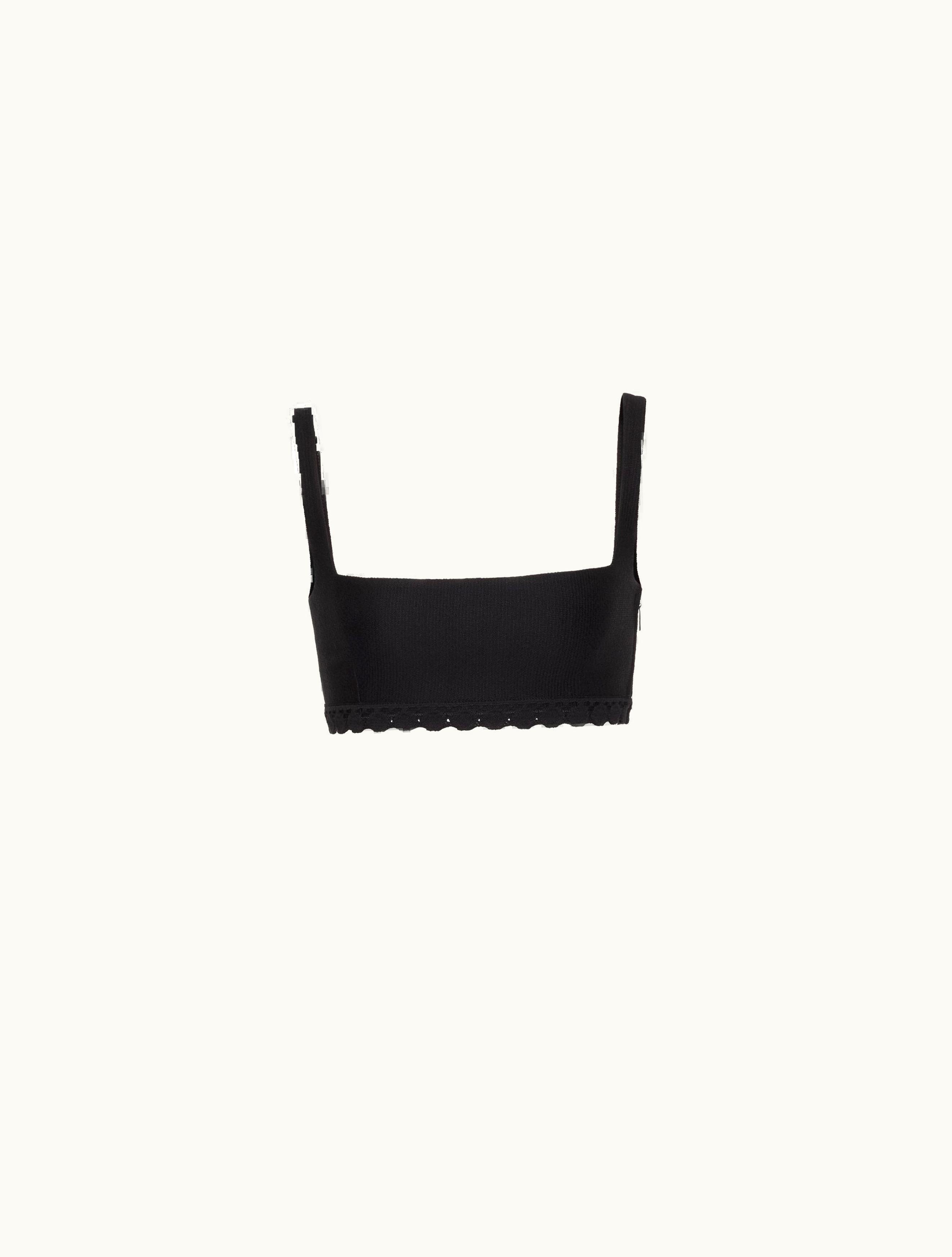 Valentino Bralette In Valentino Cotton Guipure Jardin Plat For Woman In Black