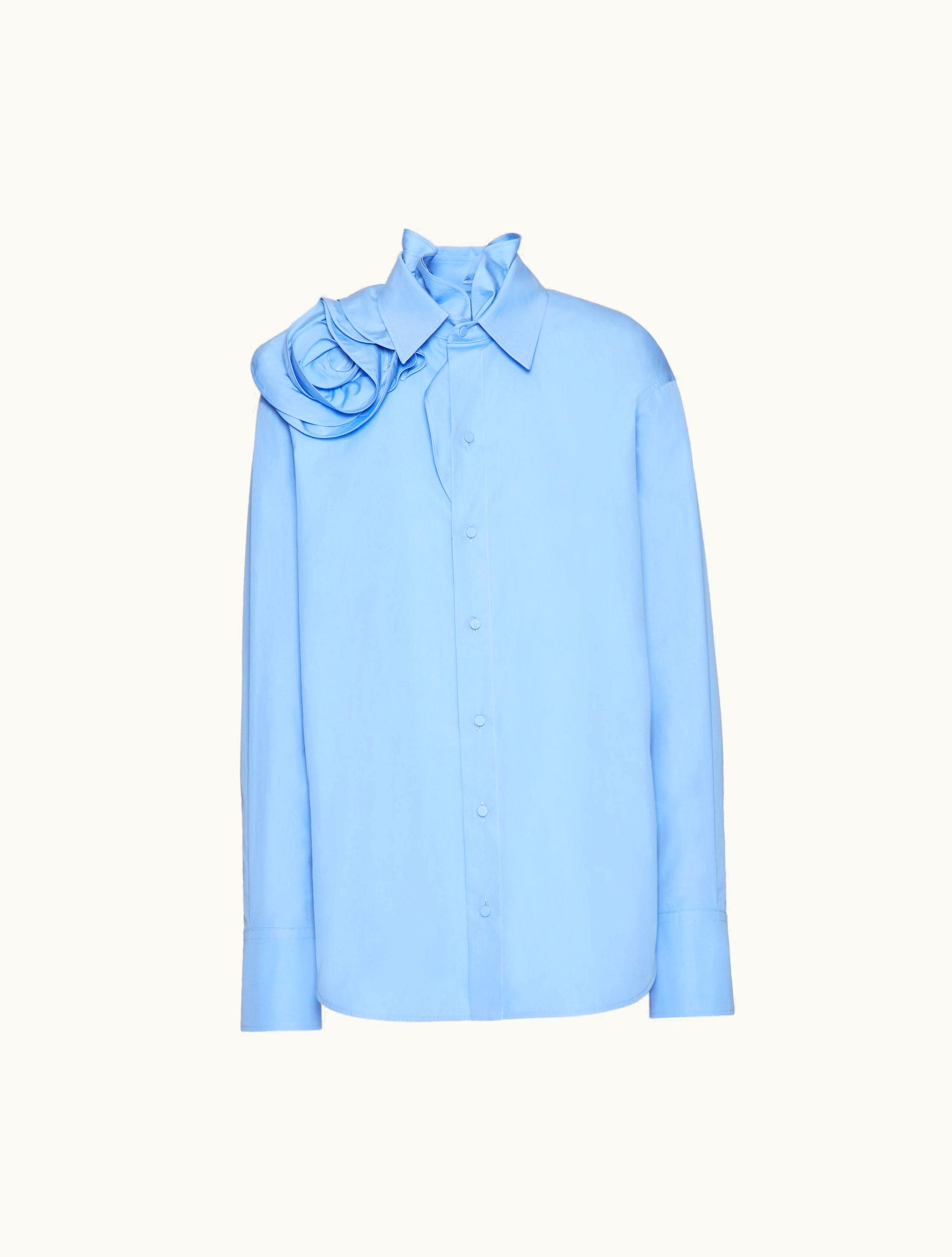 Valentino Valentino Cotton Popeline Shirt For Woman In Lilac Blue