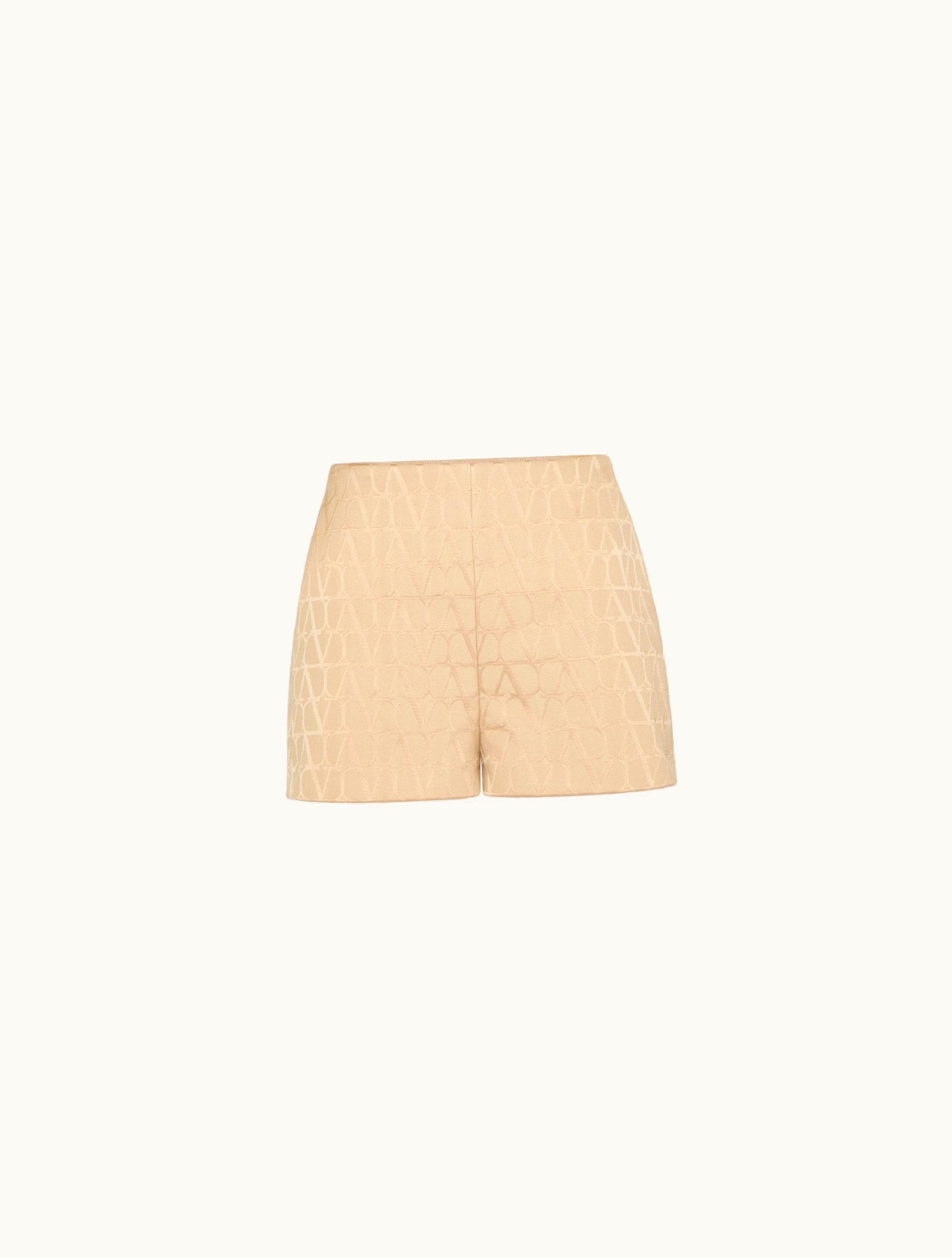 Valentino Valentino Shorts In Toile Iconographe Cotton Cordura For Woman In Beige
