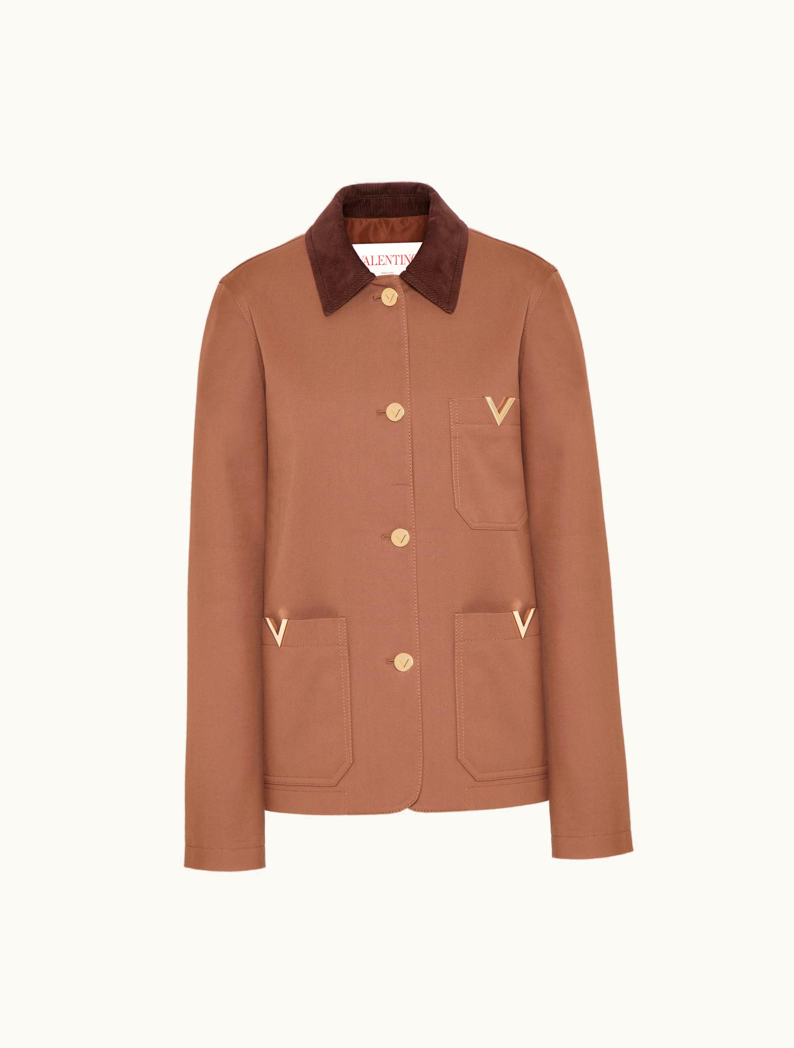 Valentino Valentino Couture Canvas Caban For Woman In Clay