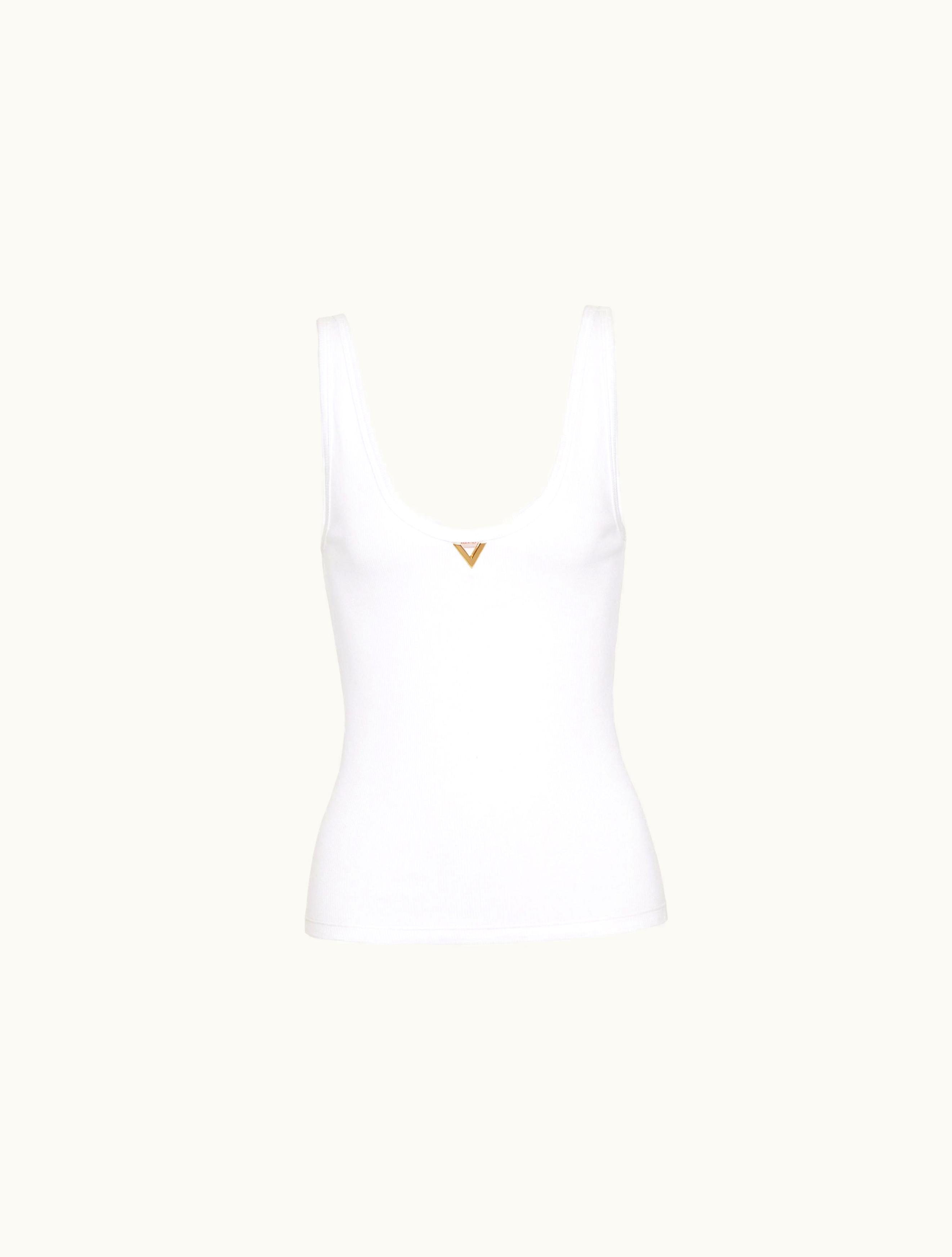 Valentino Valentino Ribbed Cotton Top For Woman In White
