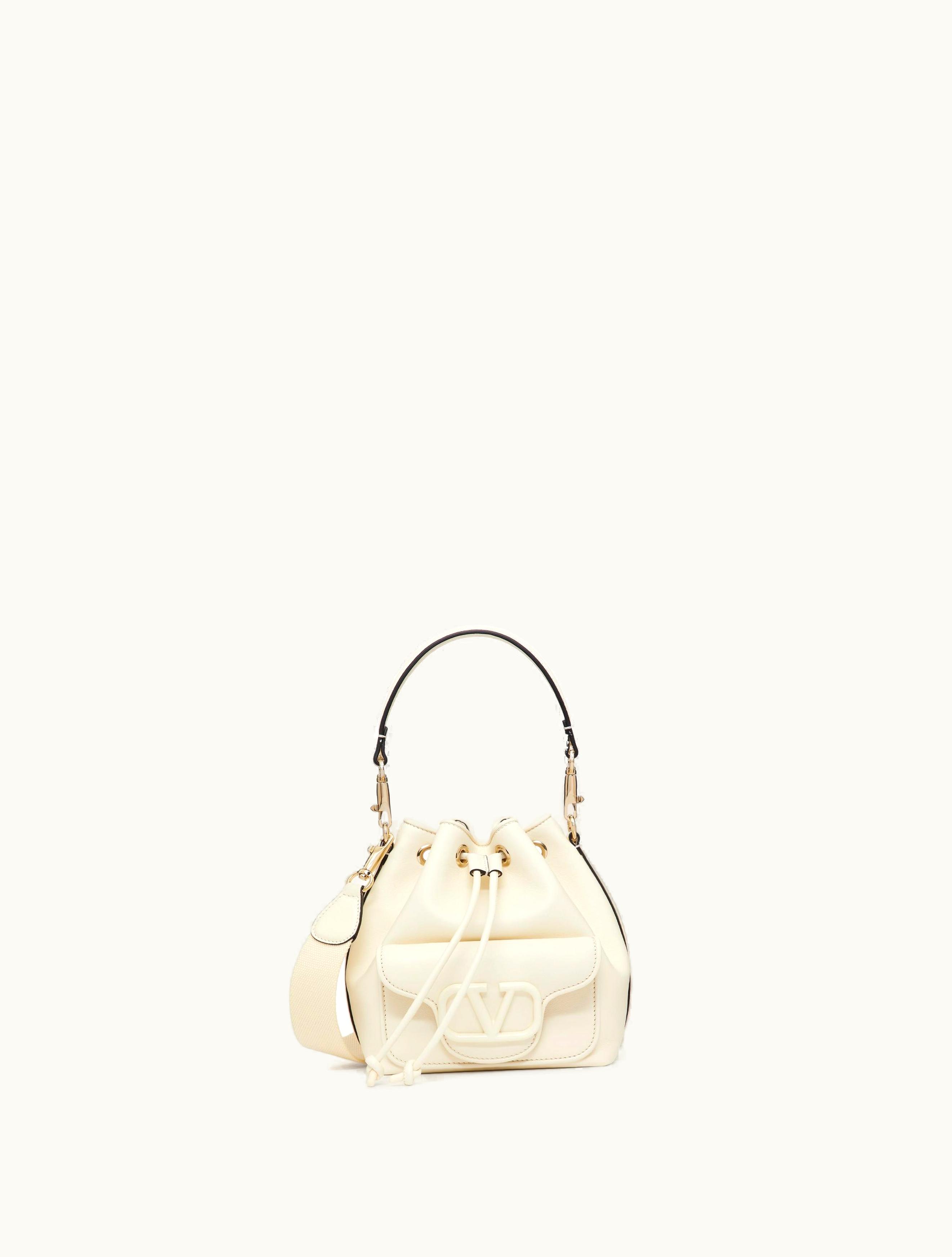 Valentino Valentino Locò Calfskin Bucket Bag For Woman In Ivory