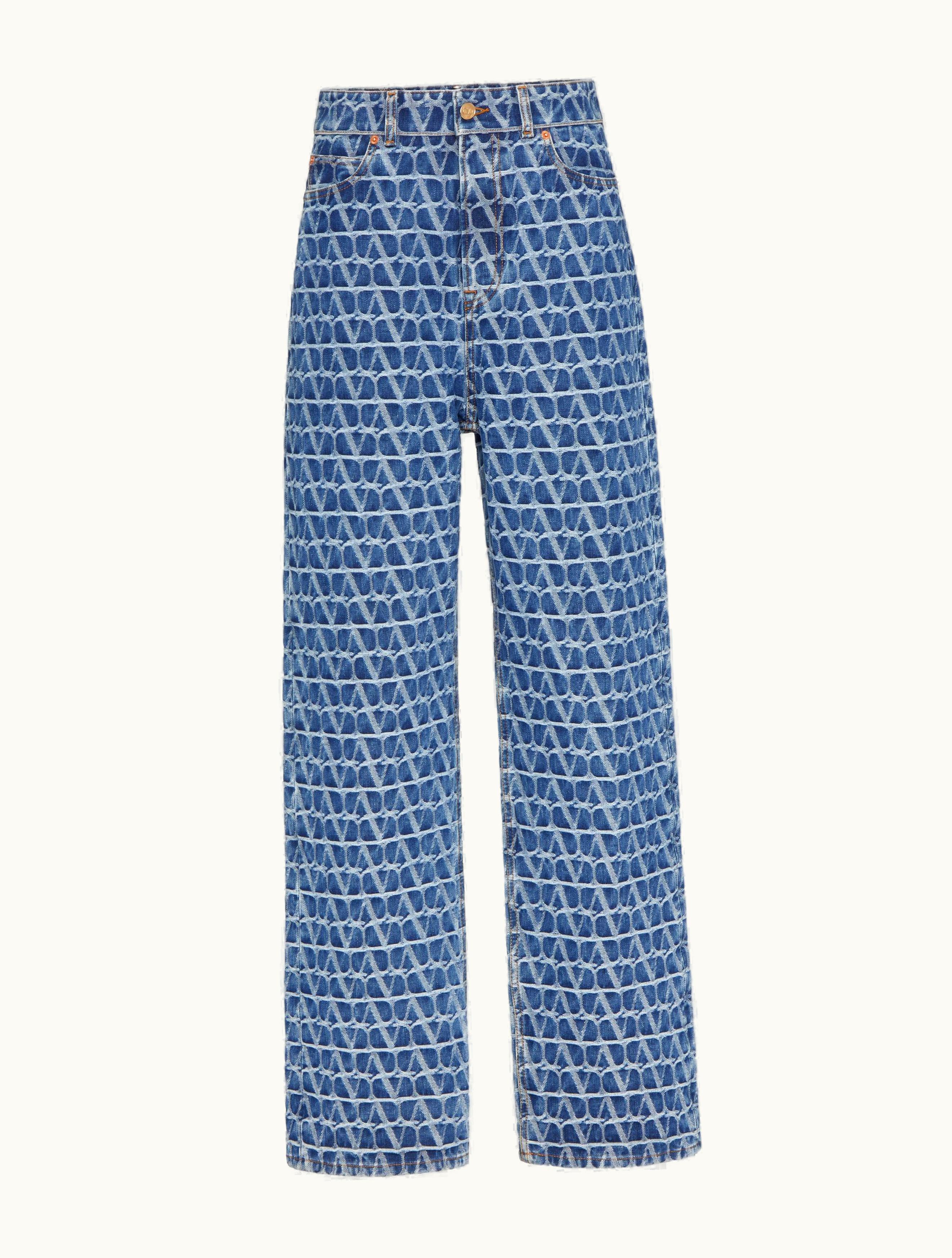 Valentino Valentino Toile Iconographe Denim Trousers For Woman In Denim