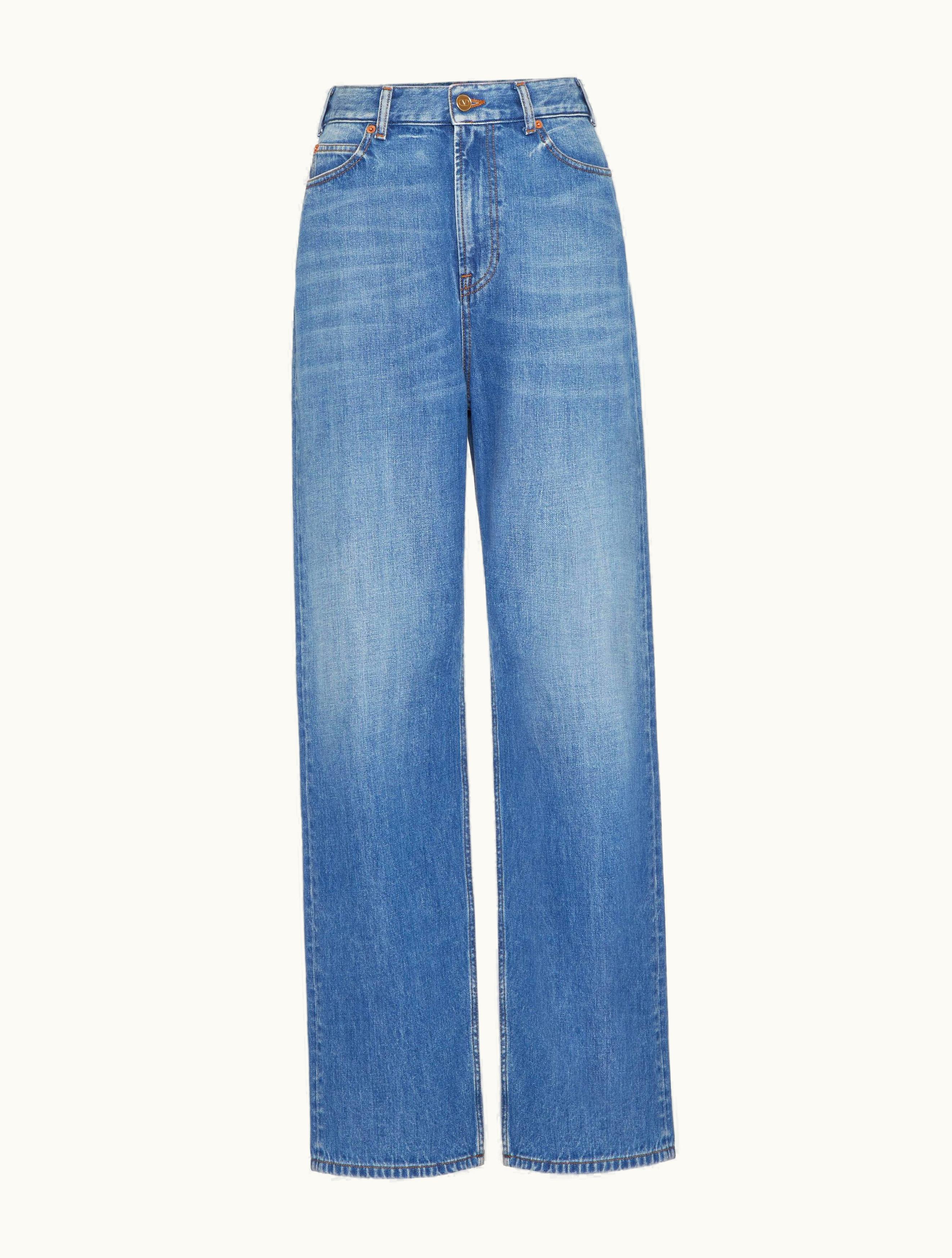 Valentino Valentino Denim Trousers For Woman In Denim