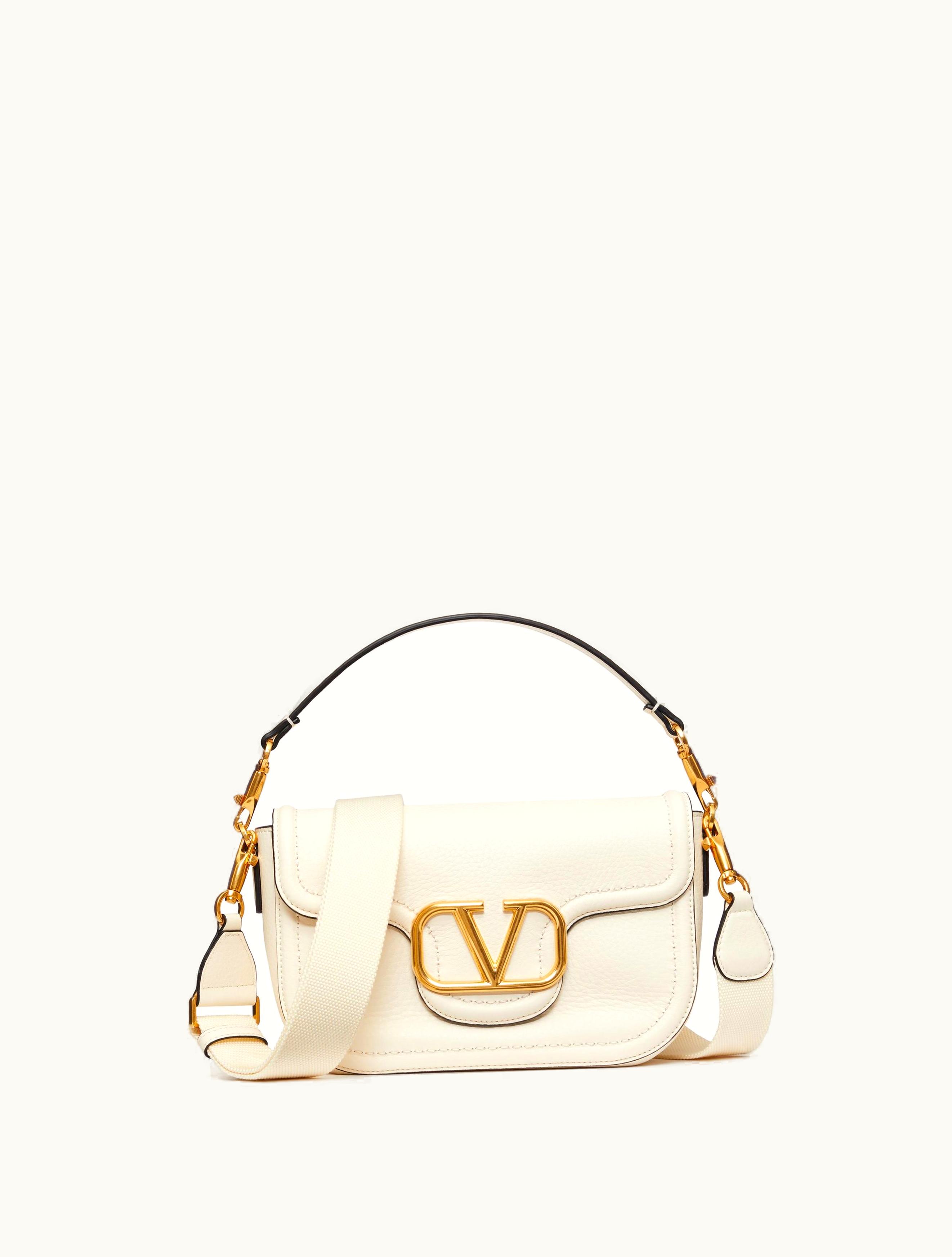 Valentino Valentino Garavani Alltime Grainy Calfskin Shoulder Bag For Woman In Almond
