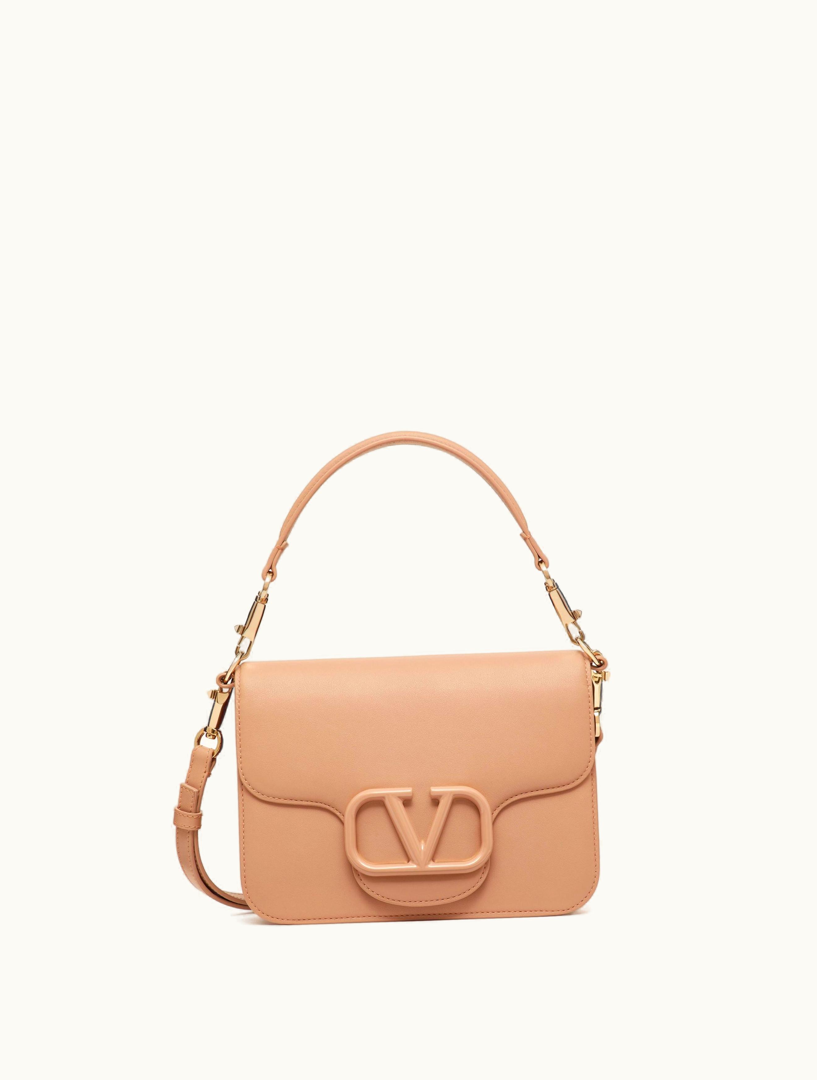 Valentino Valentino Locò Calfskin Shoulder Bag For Woman In Rose Cannelle