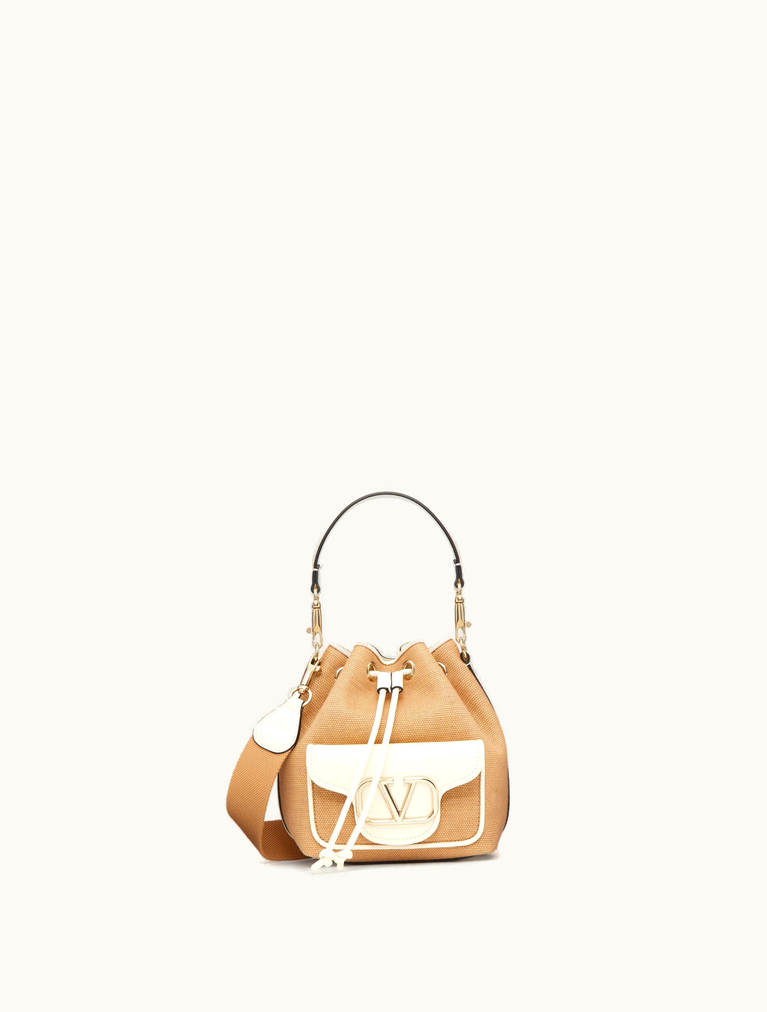 Valentino Valentino Locò Raffia Bucket Bag For Woman In Natural / Ivory
