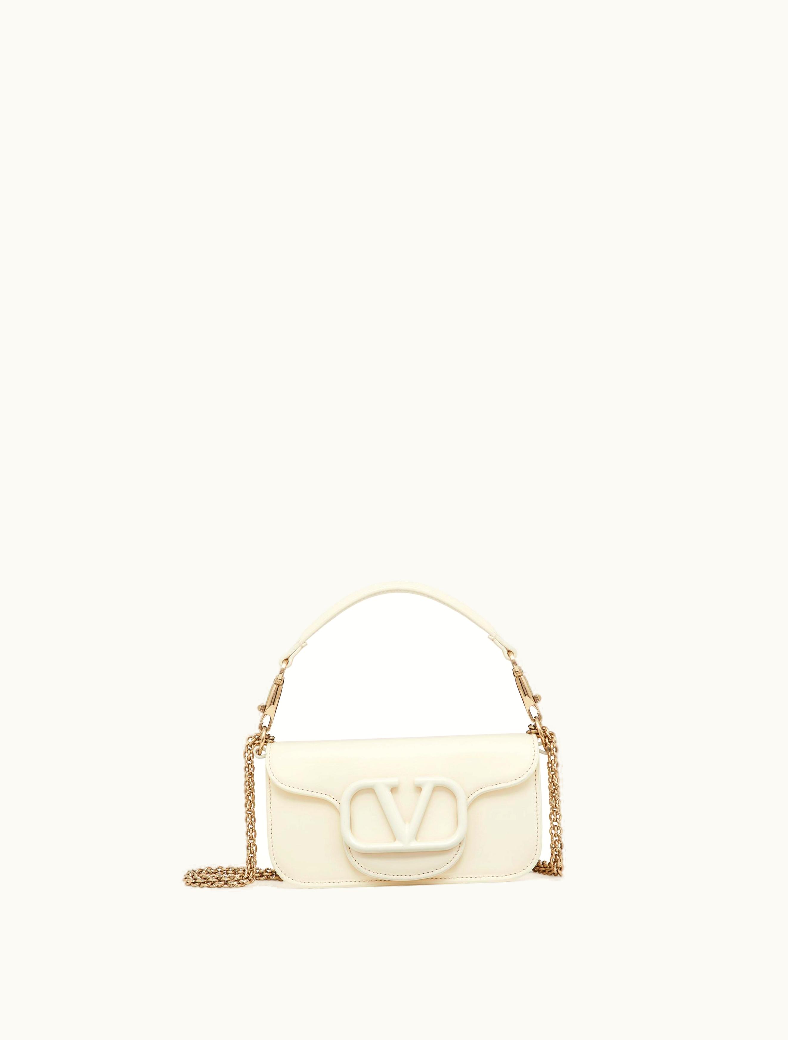 Valentino Valentino Locò Calfskin Shoulder Bag For Woman In Ivory