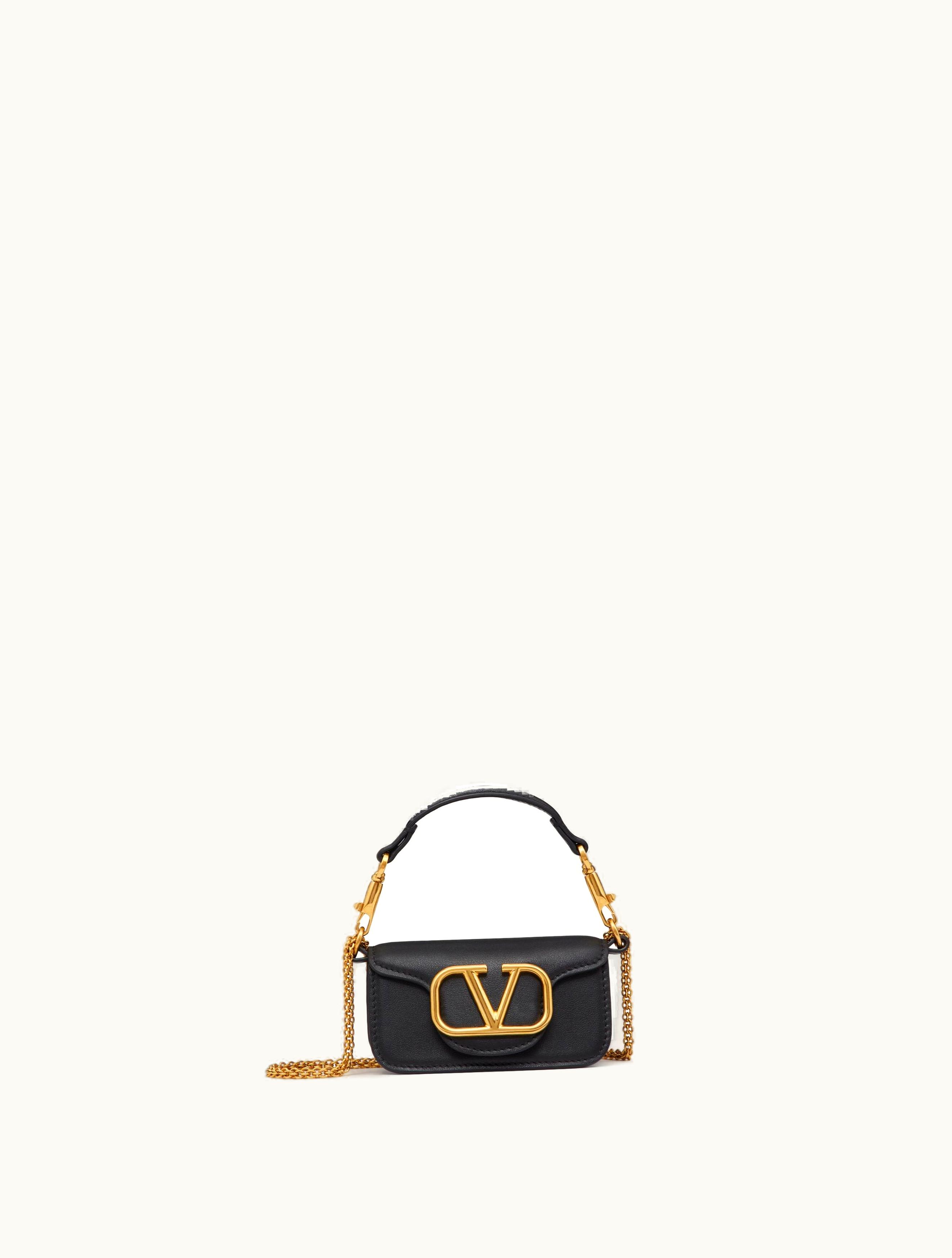 Valentino Valentino Locò Micro Bag In Calfskin Leather With Chain For Woman In Light Ivory