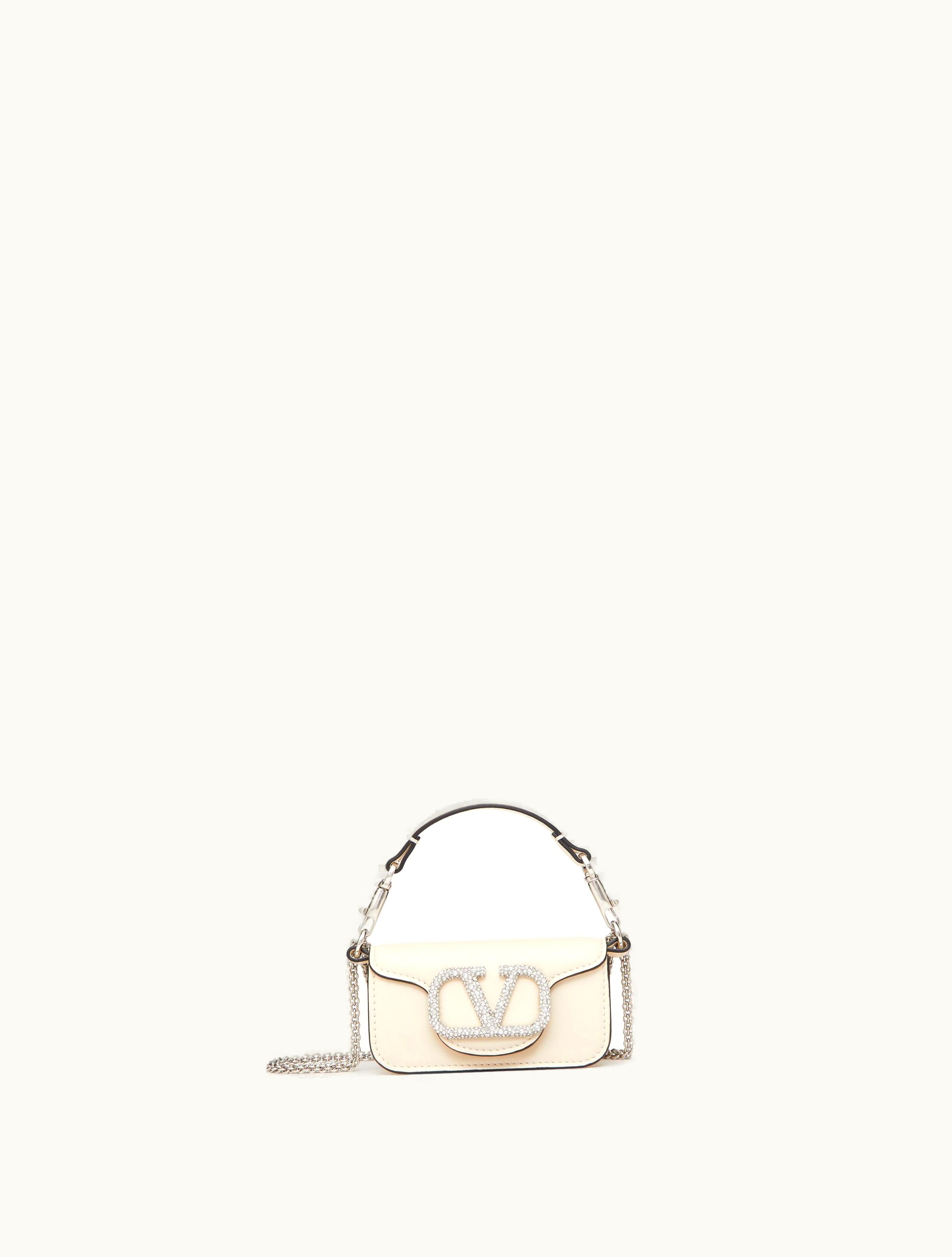 Valentino Valentino Locò Micro Bag With Chain And Jewel Logo For Woman In Light Ivory