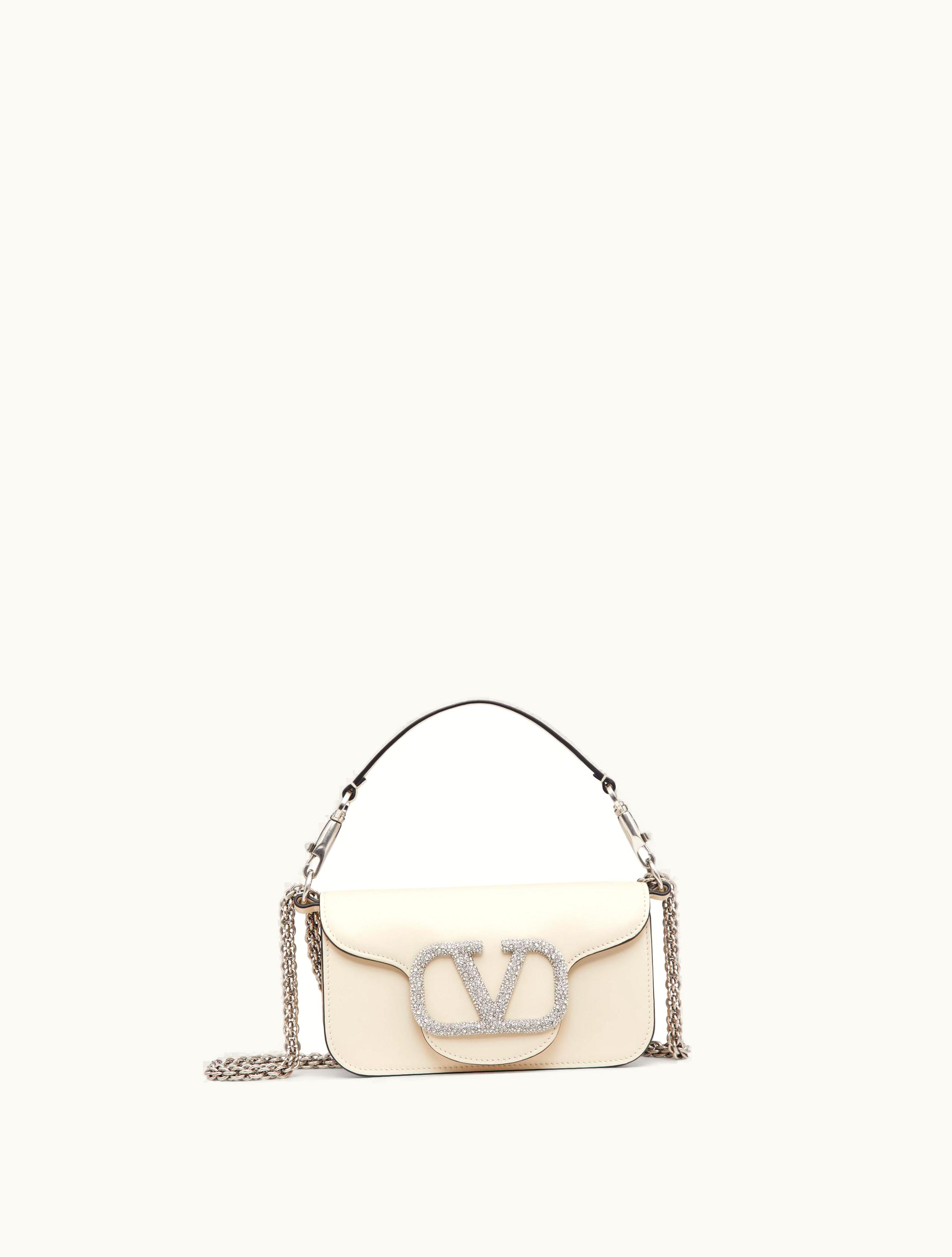 Valentino Valentino Locò Small Shoulder Bag With Jewel Logo For Woman In Light Ivory