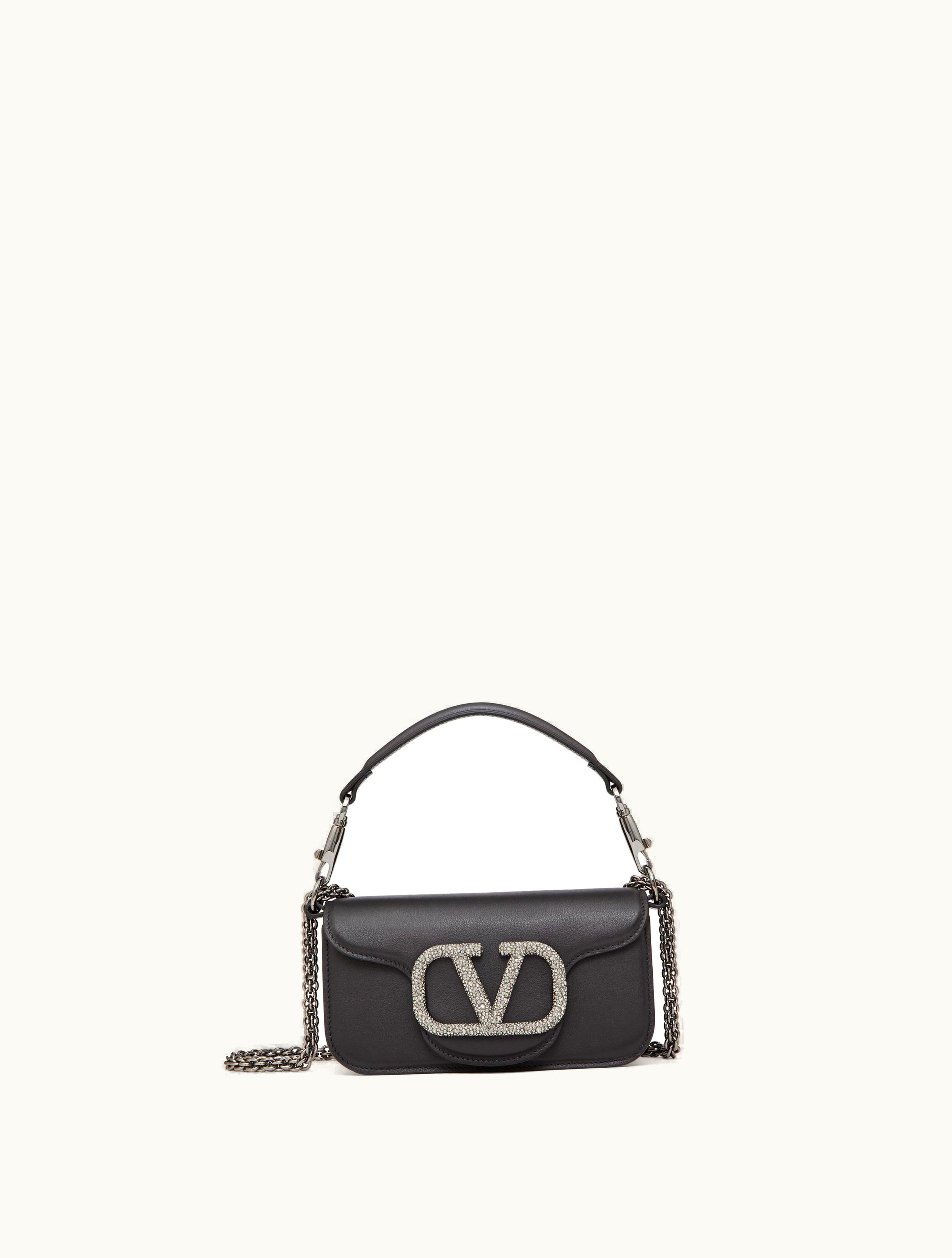Valentino Valentino Locò Small Shoulder Bag With Jewel Logo For Woman In Black