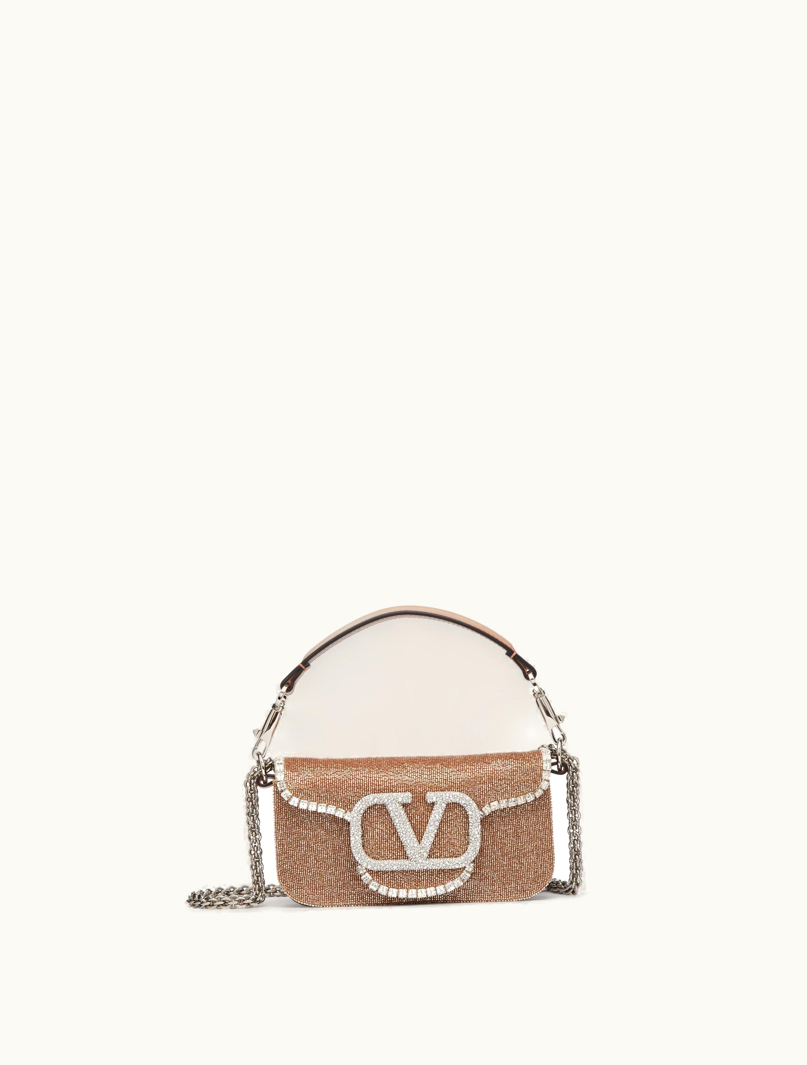 Valentino Valentino Locò Embroidered Small Shoulder Bag For Woman In Crystal