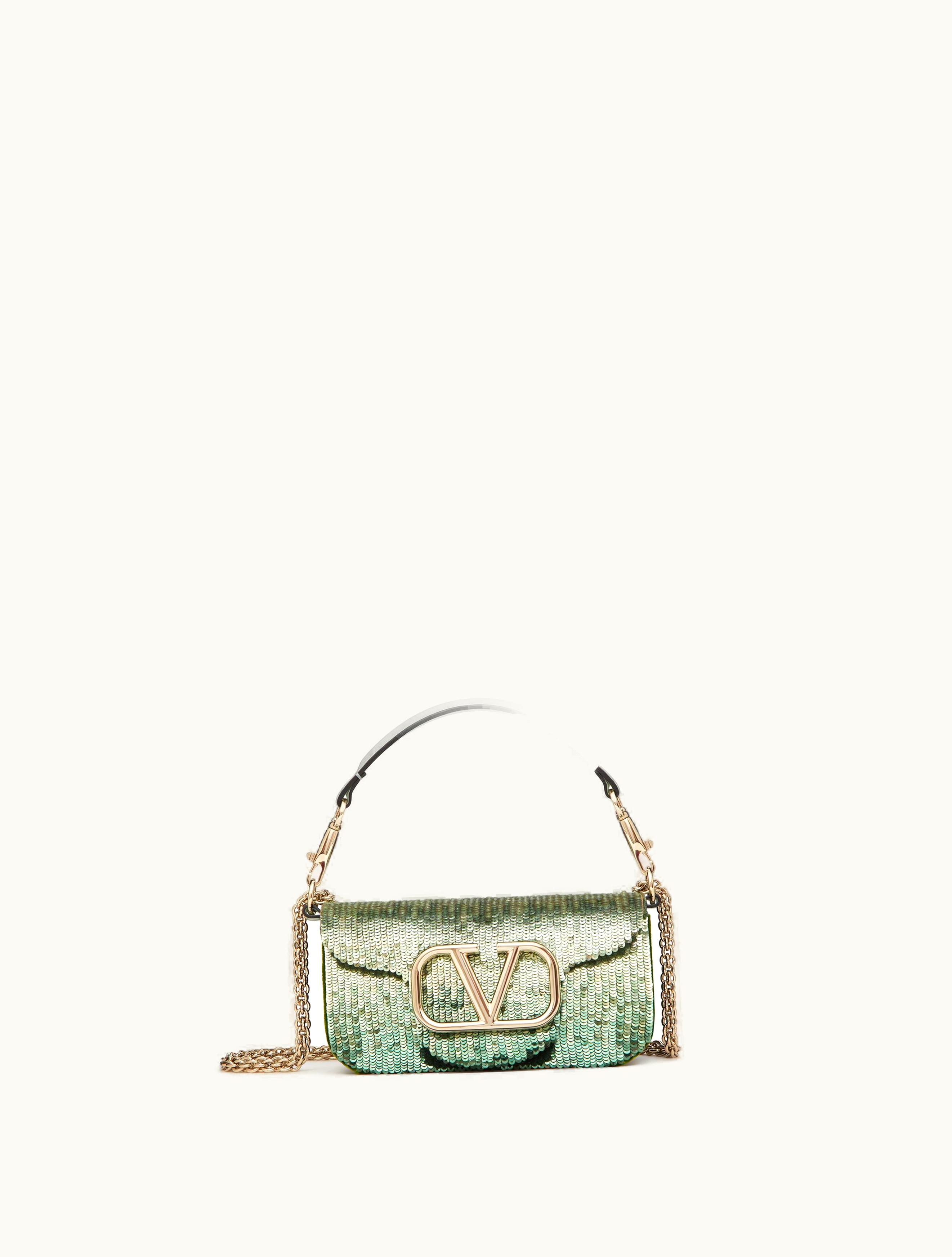 Valentino Valentino Locò Small Shoulder Bag With Gradient-effect Embroidery For Woman In Pink