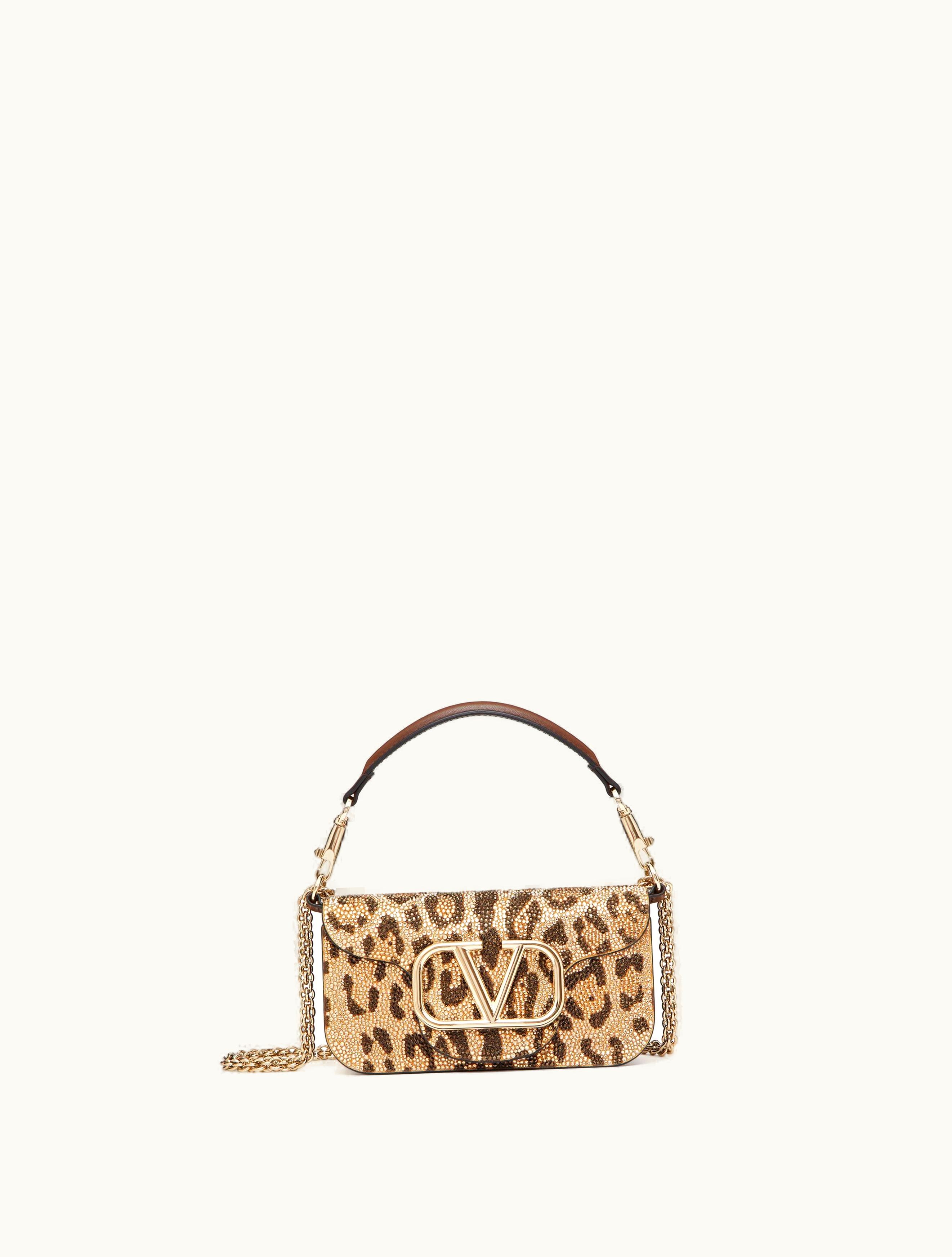 Valentino Valentino Small Locò Shoulder Bag With Rhinestone Animalier Pattern For Woman In Multicolour