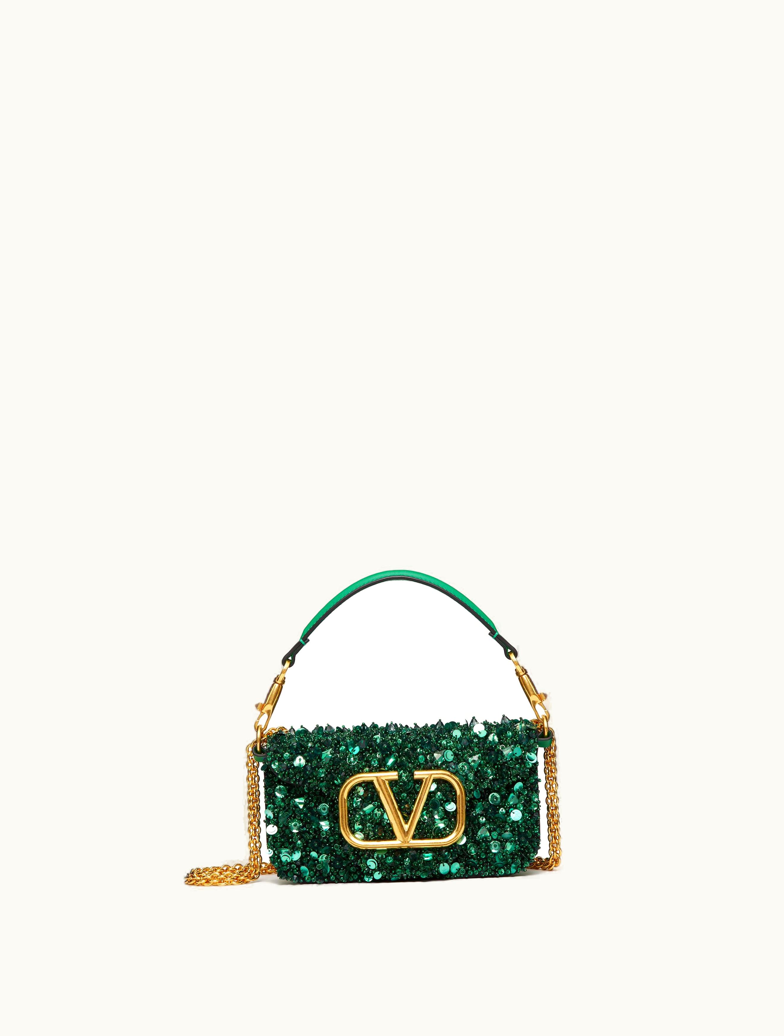 Valentino Valentino Small Locò Shoulder Bag With 3d Embroidery For Woman In Astral Purple