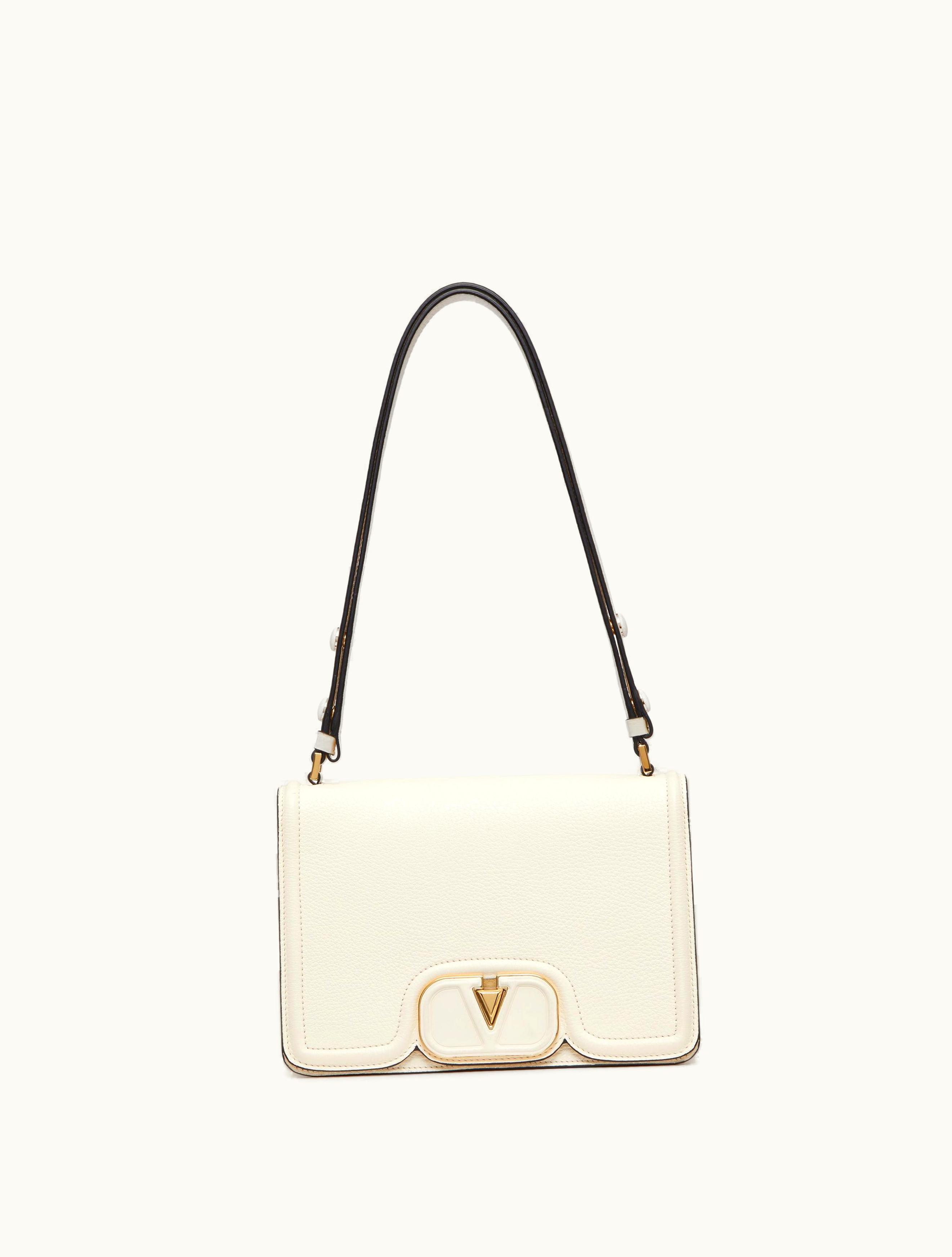 Valentino Valentino Vlogo Small Leather Shoulder Bag In Grainy Calfskin For Woman In Cedar Yellow