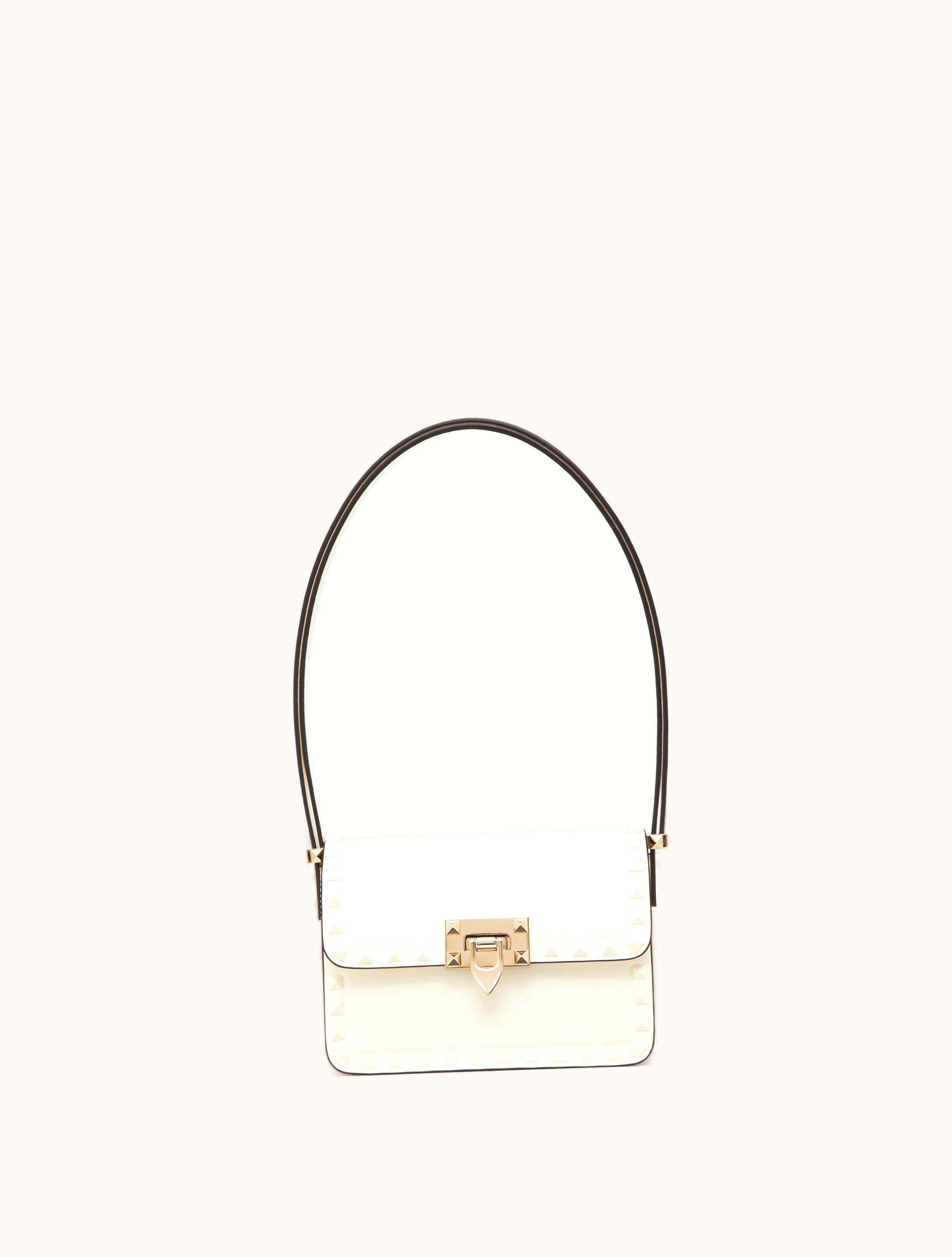 Valentino Valentino Small Rockstud23 Smooth Calfskin Shoulder Bag For Woman In Ivory