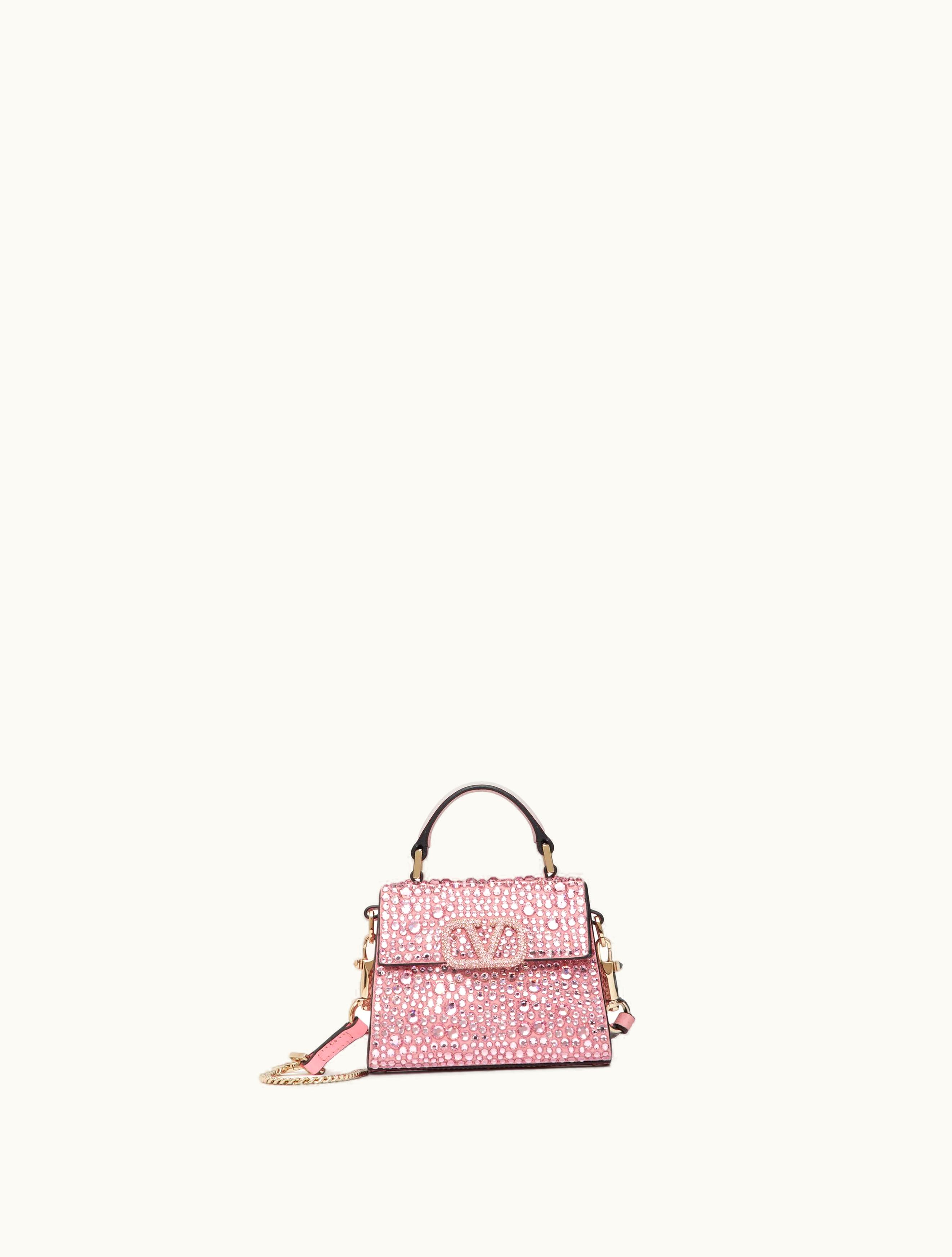 Valentino Valentino Mini Vsling Embroidered Handbag For Woman In Rose / Bubble