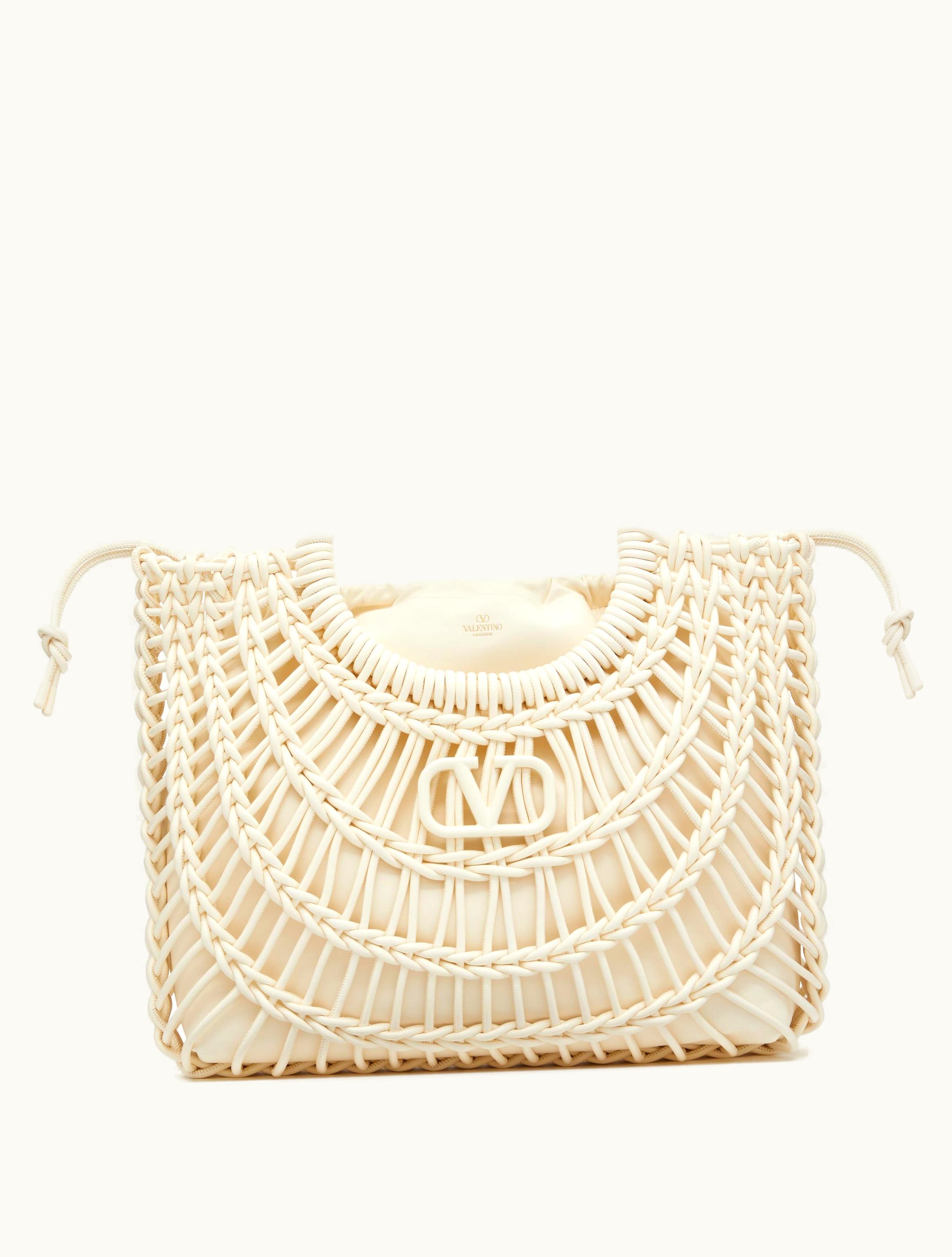 Valentino Valentino Allknots Woven Leather Shopper For Woman In Black