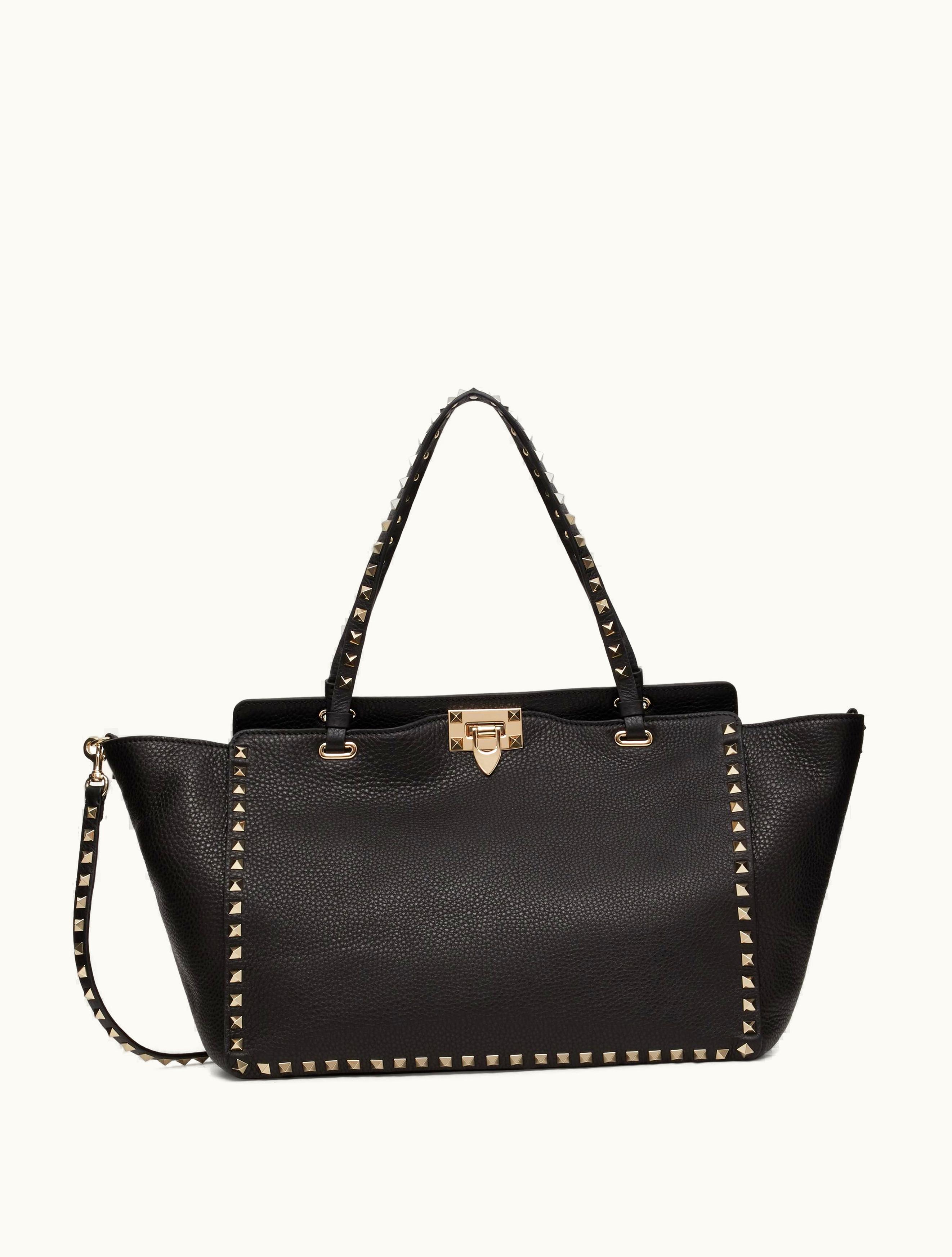 Valentino Valentino Medium Grainy Calfskin Rockstud Bag For Woman In Poudre